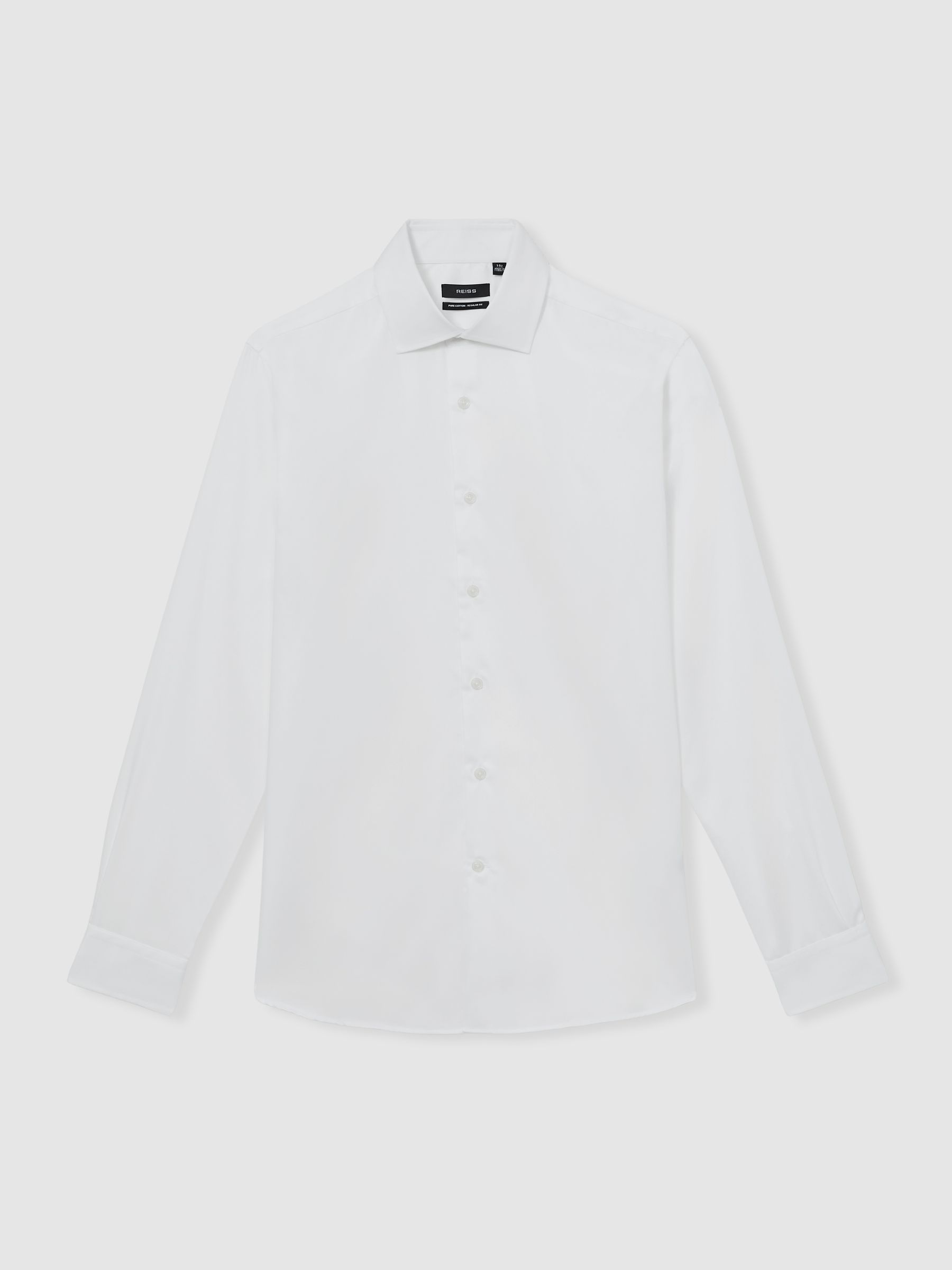 Regular Fit Cotton Sateen Shirt in White