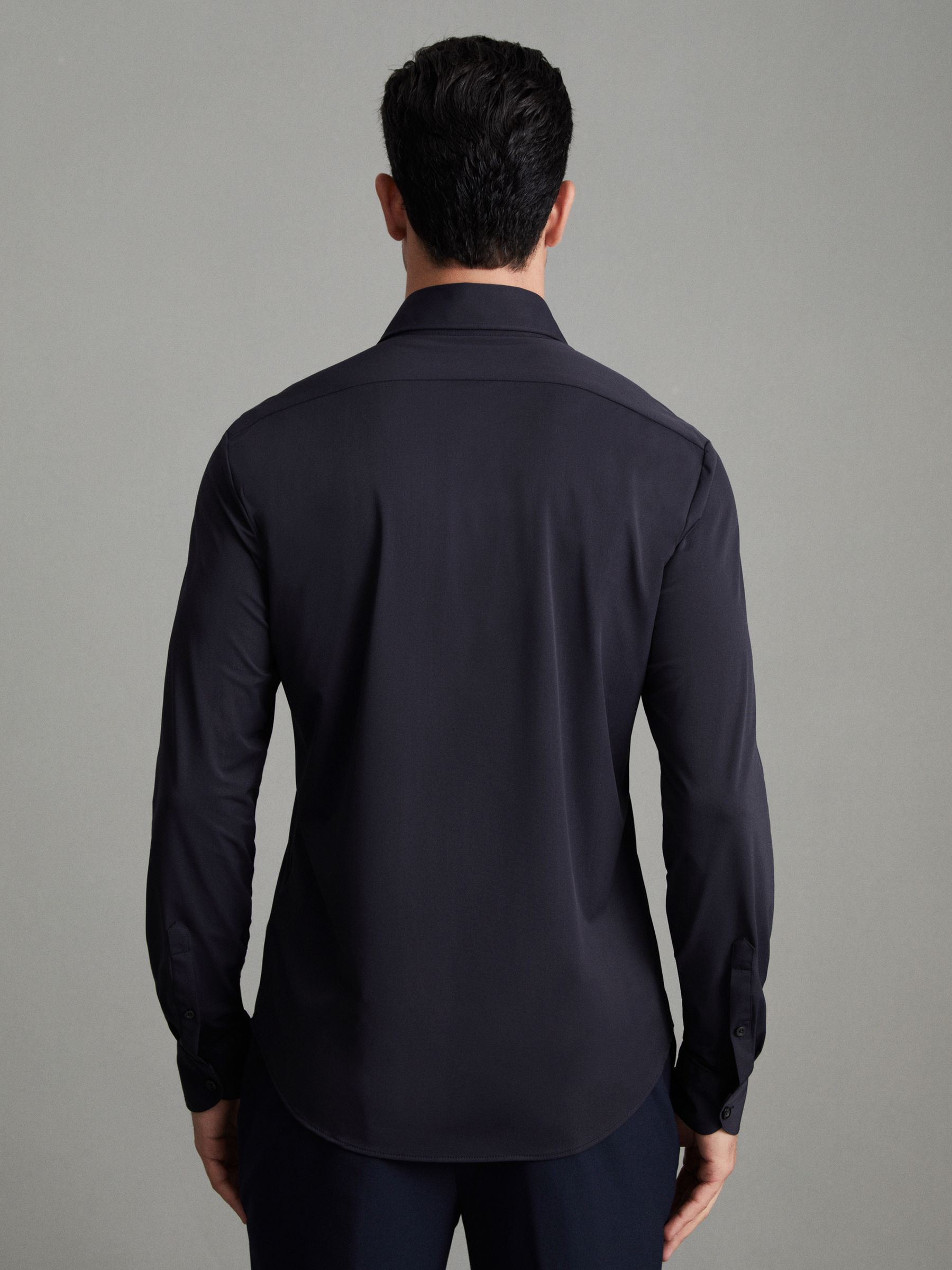 Regular Fit Button-Through Travel Shirt in Navy
