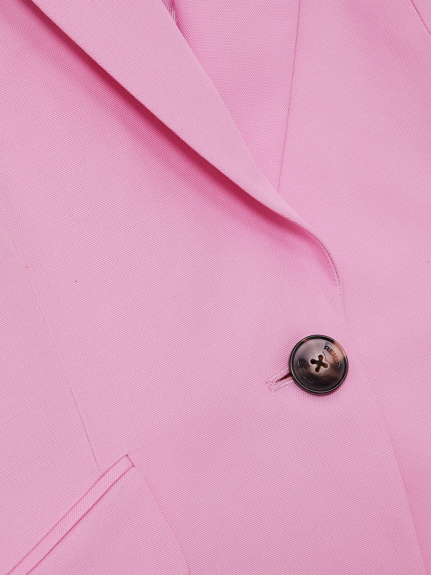 Petite Single Breasted Suit Jacket With Linen in Pink