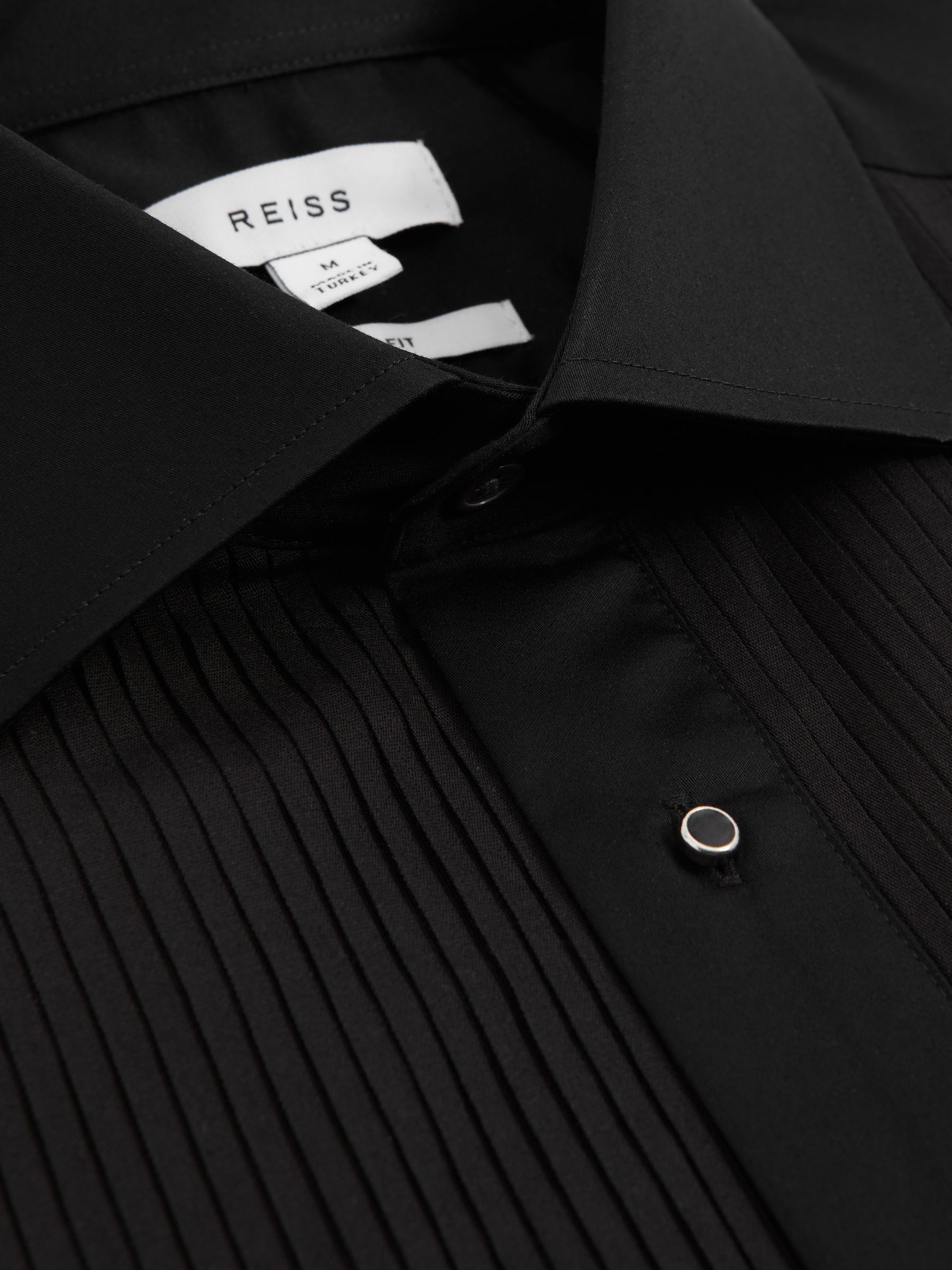 Slim Fit Cotton Dinner Shirt in Black