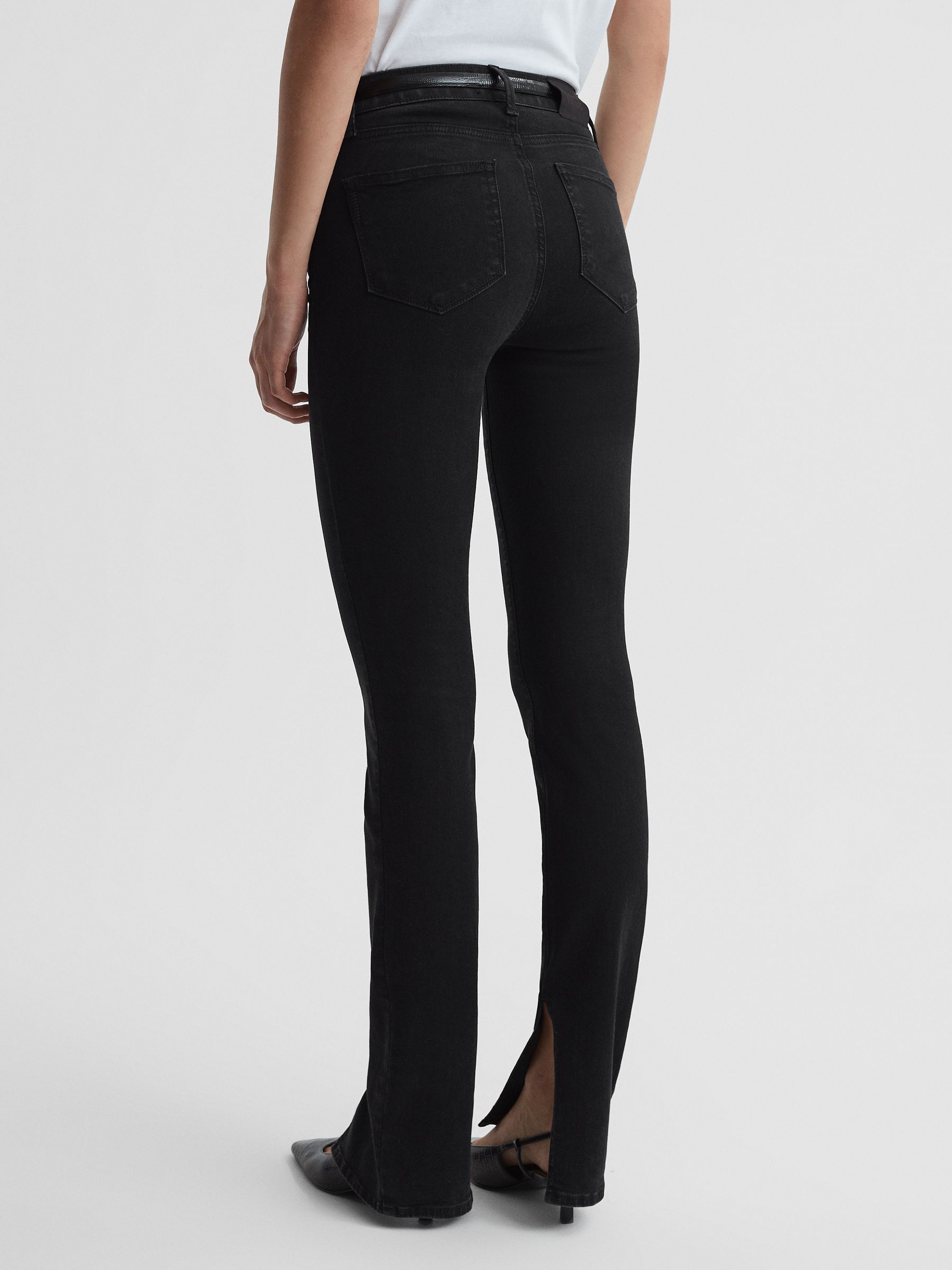 Paige Slim Fit Split Hem Jeans in Slater