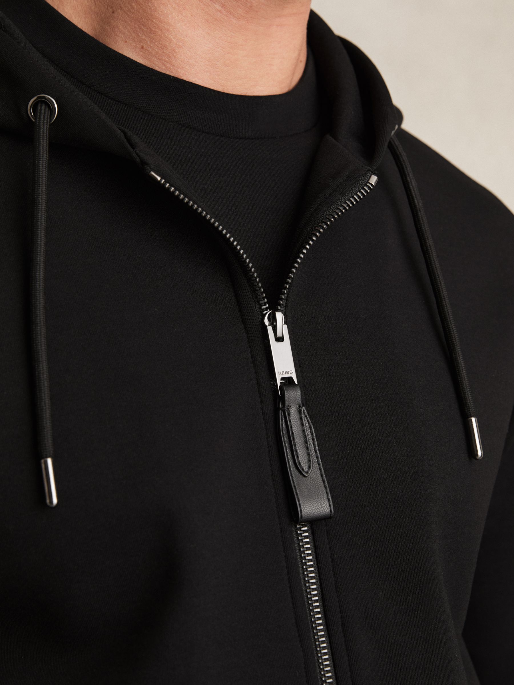 Interlock Zip-Through Hoodie in Black