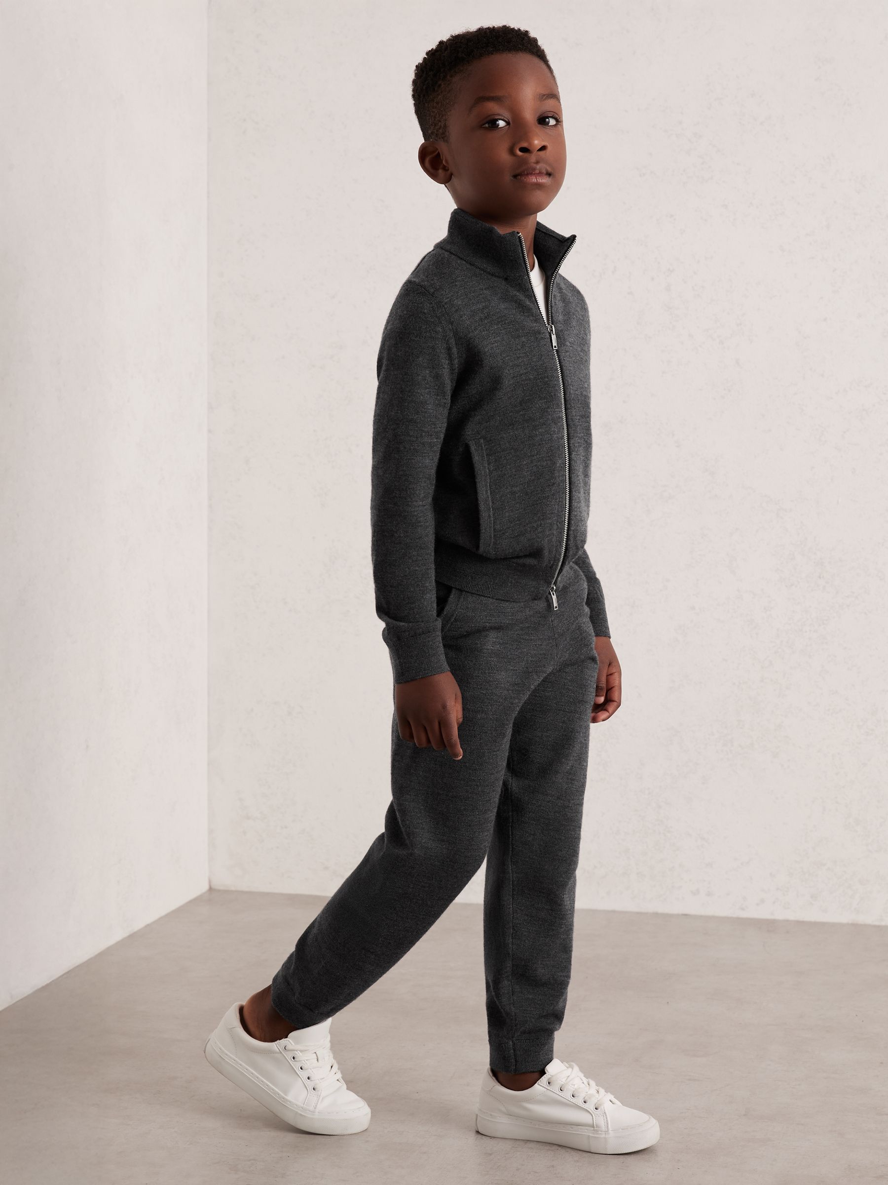 3-9 yrs Merino Wool Cuffed Joggers in Derby Grey Melange