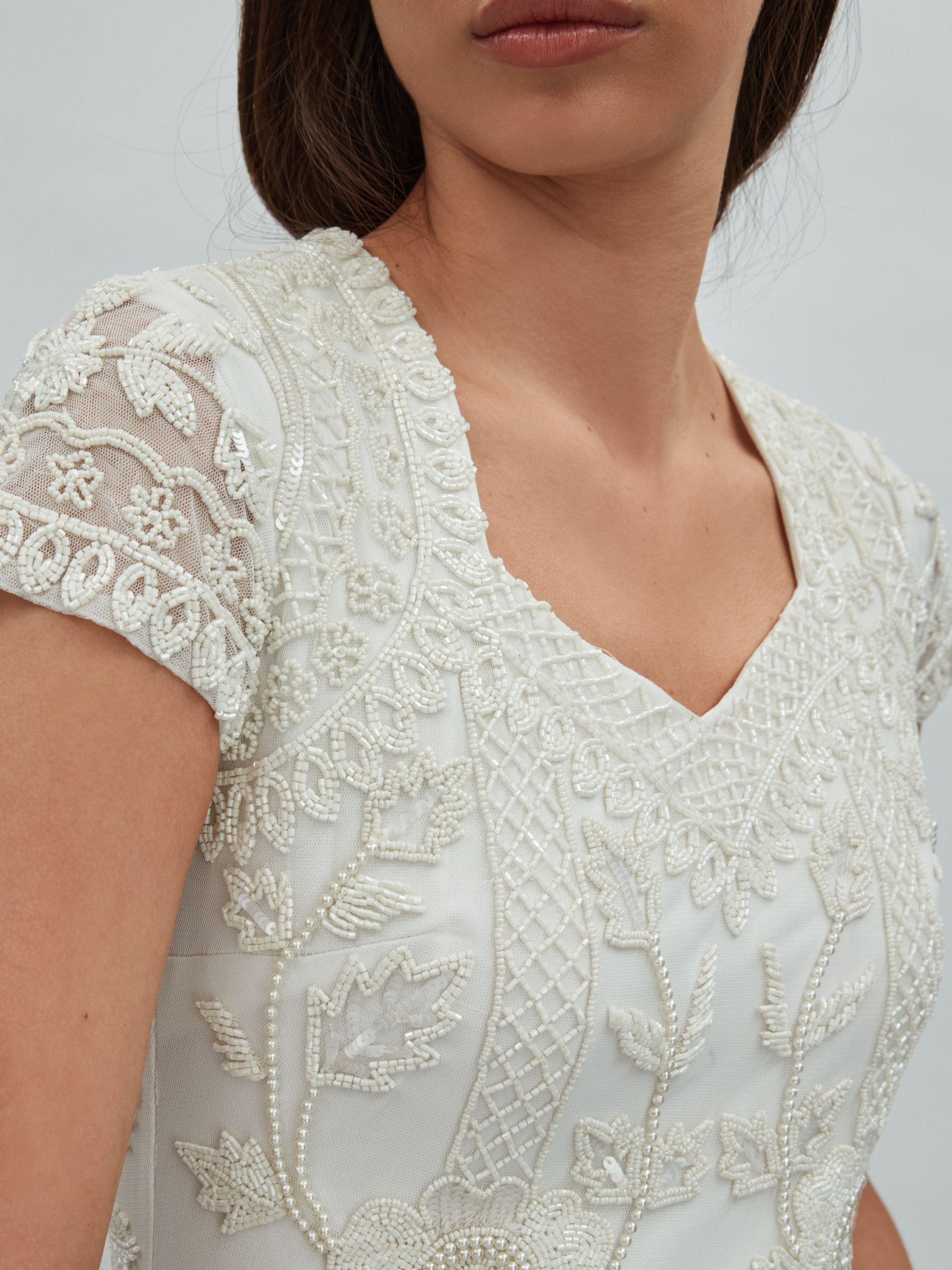 Raishma Floral Beaded Maxi Dress in Ivory