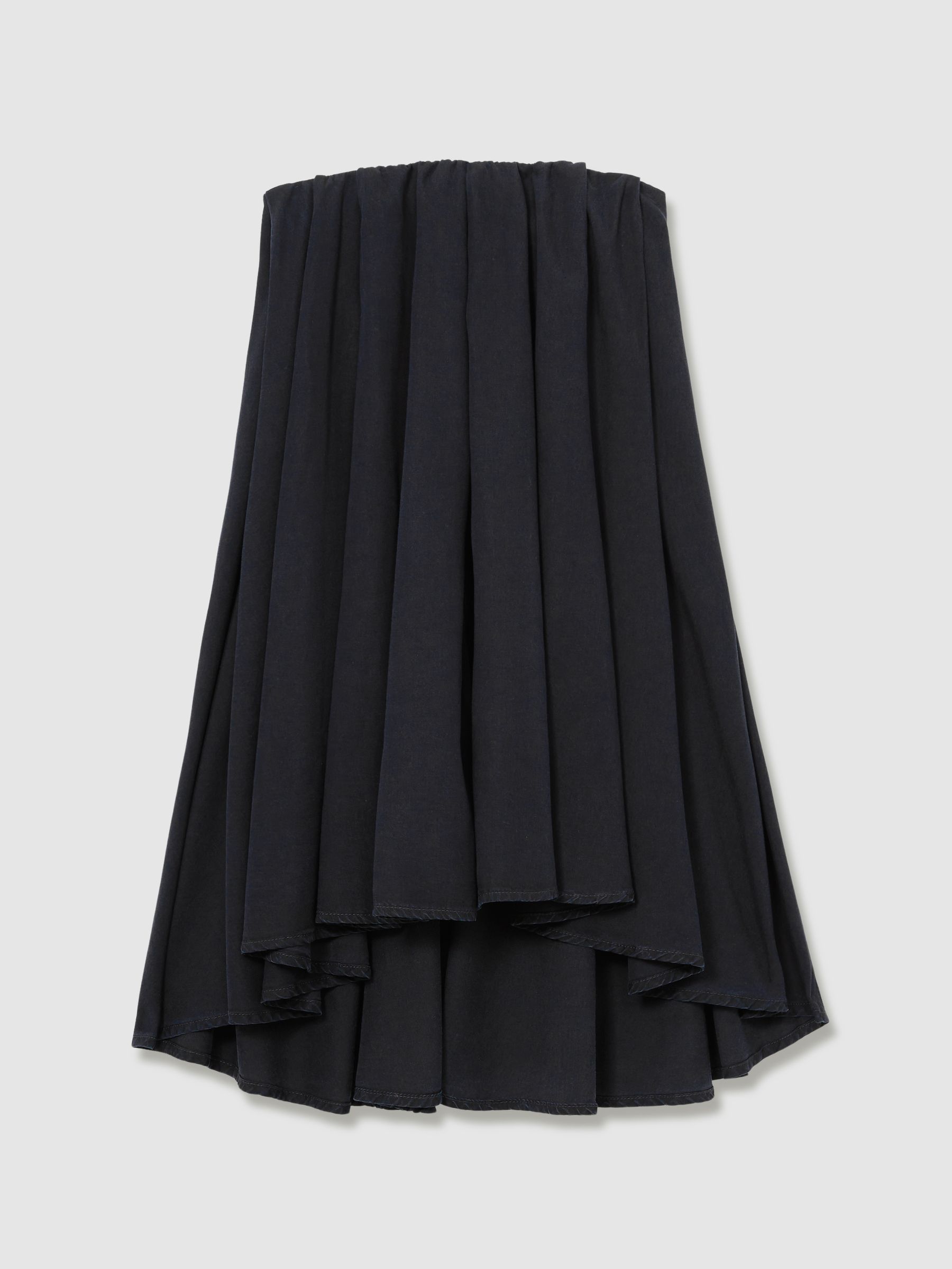 Tencel Strapless Dip-Hem Mini Dress in Indigo