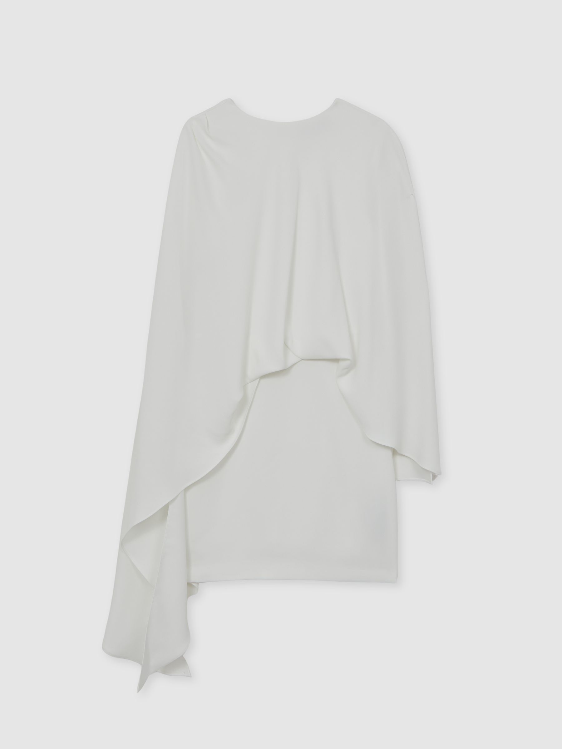 Halston Mini Ivory Asymmetric Cape Dress in Ivory