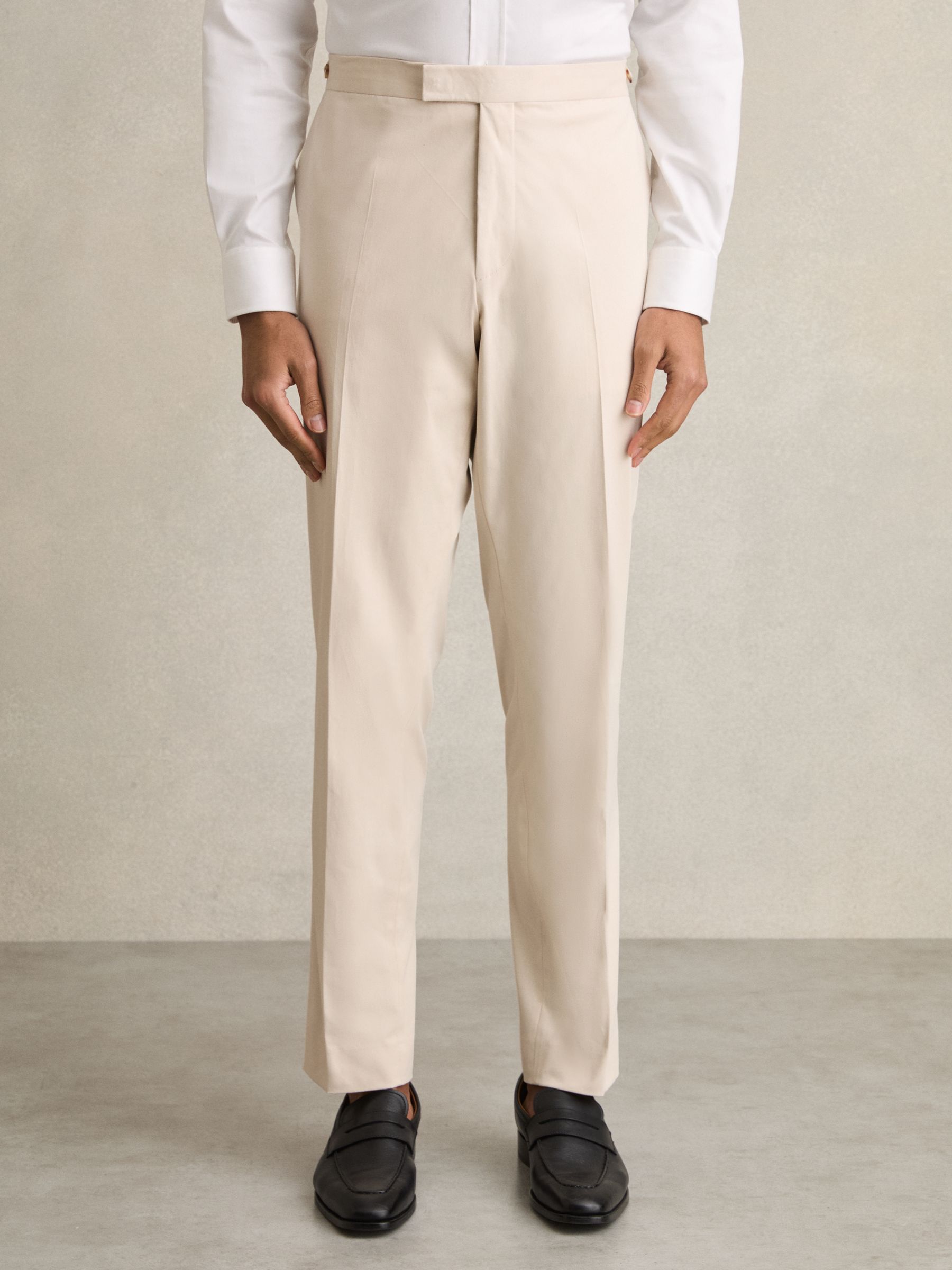 Cotton Slim-Fit Suit Trousers With Stretch in Stone