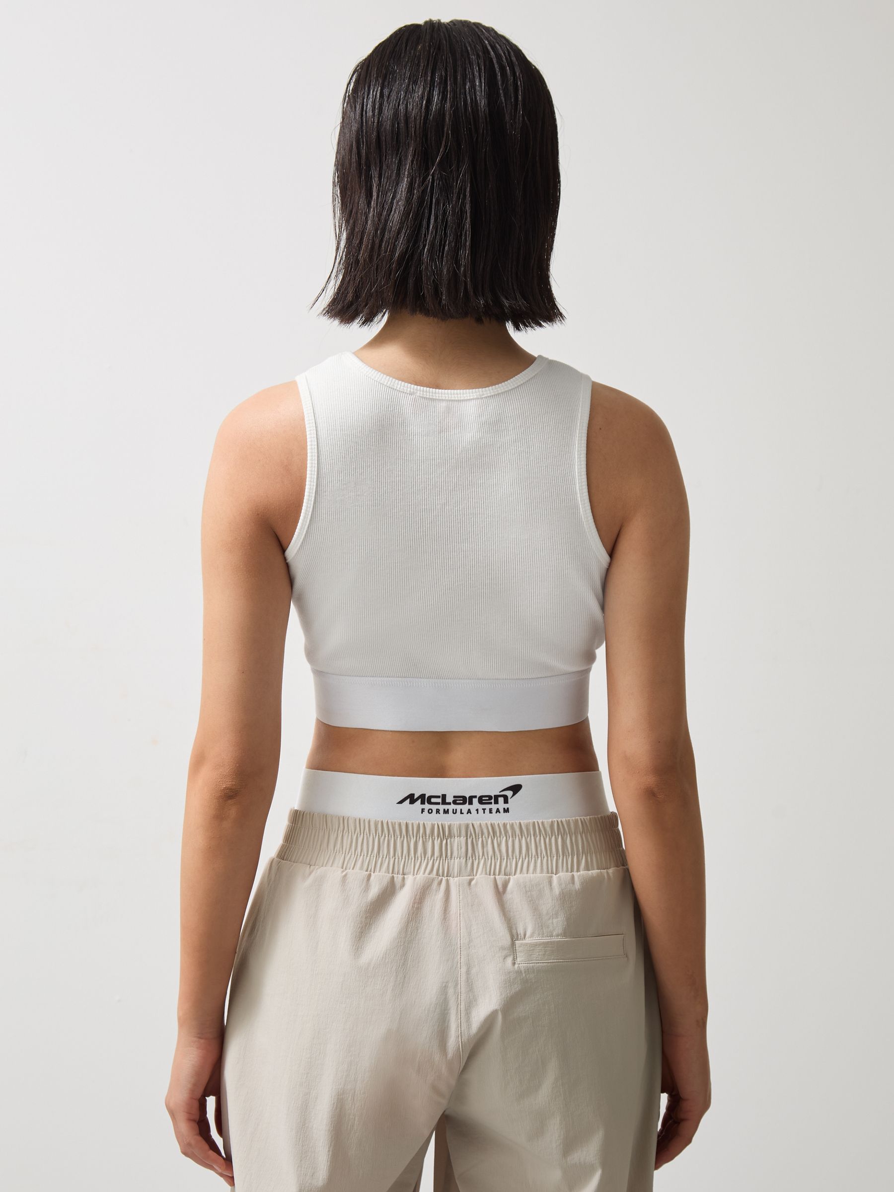 McLaren F1 Team Ribbed Cropped Vest in White