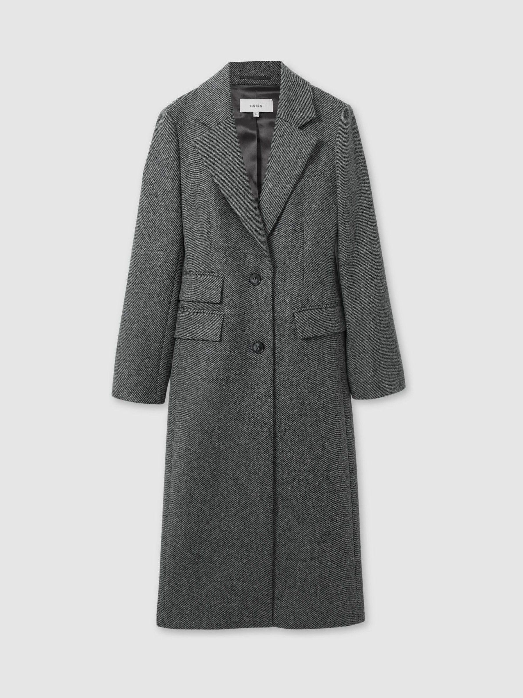 Wool-Blend Longline Coat in Grey