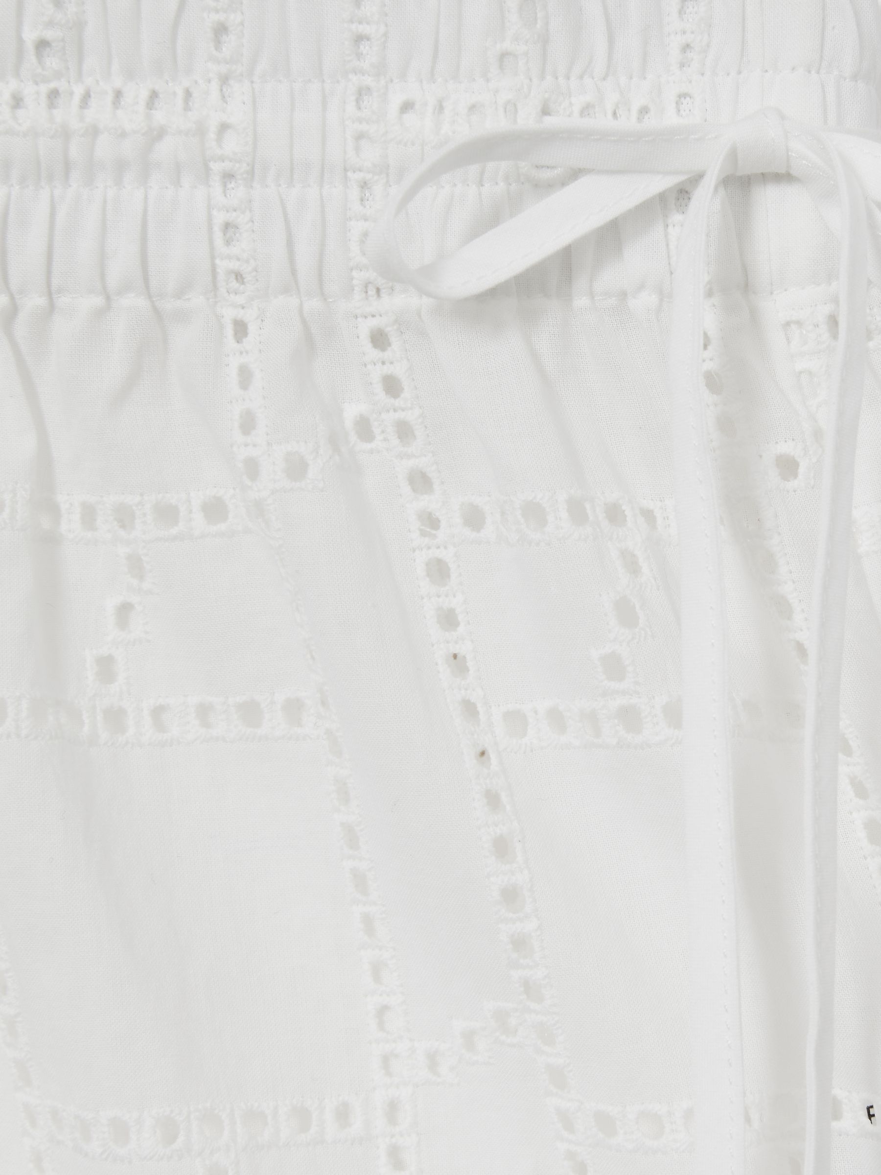 Cotton Broderie Side-Tie Trousers in White