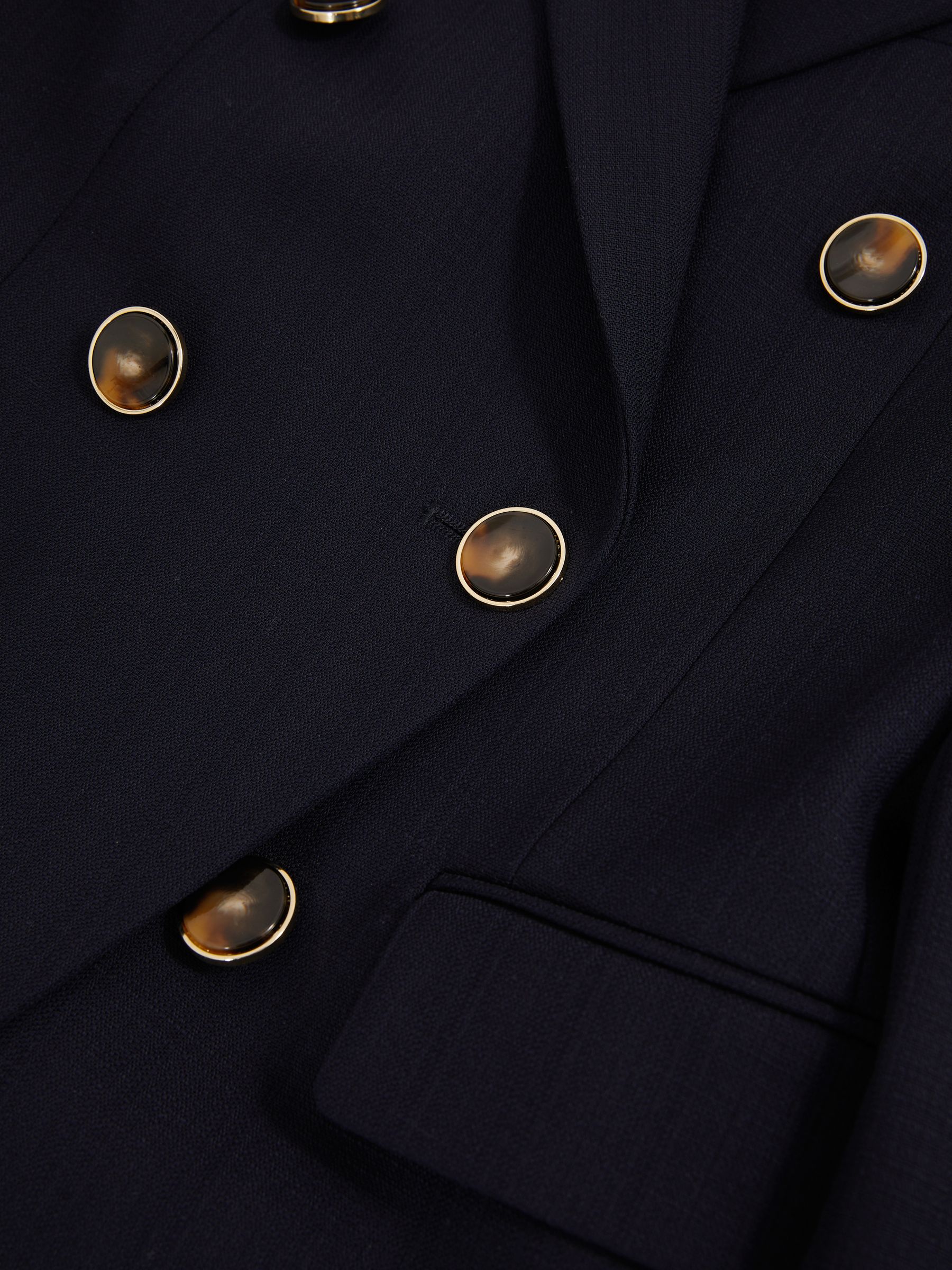 Wool-Blend Double-Breasted Blazer in Navy