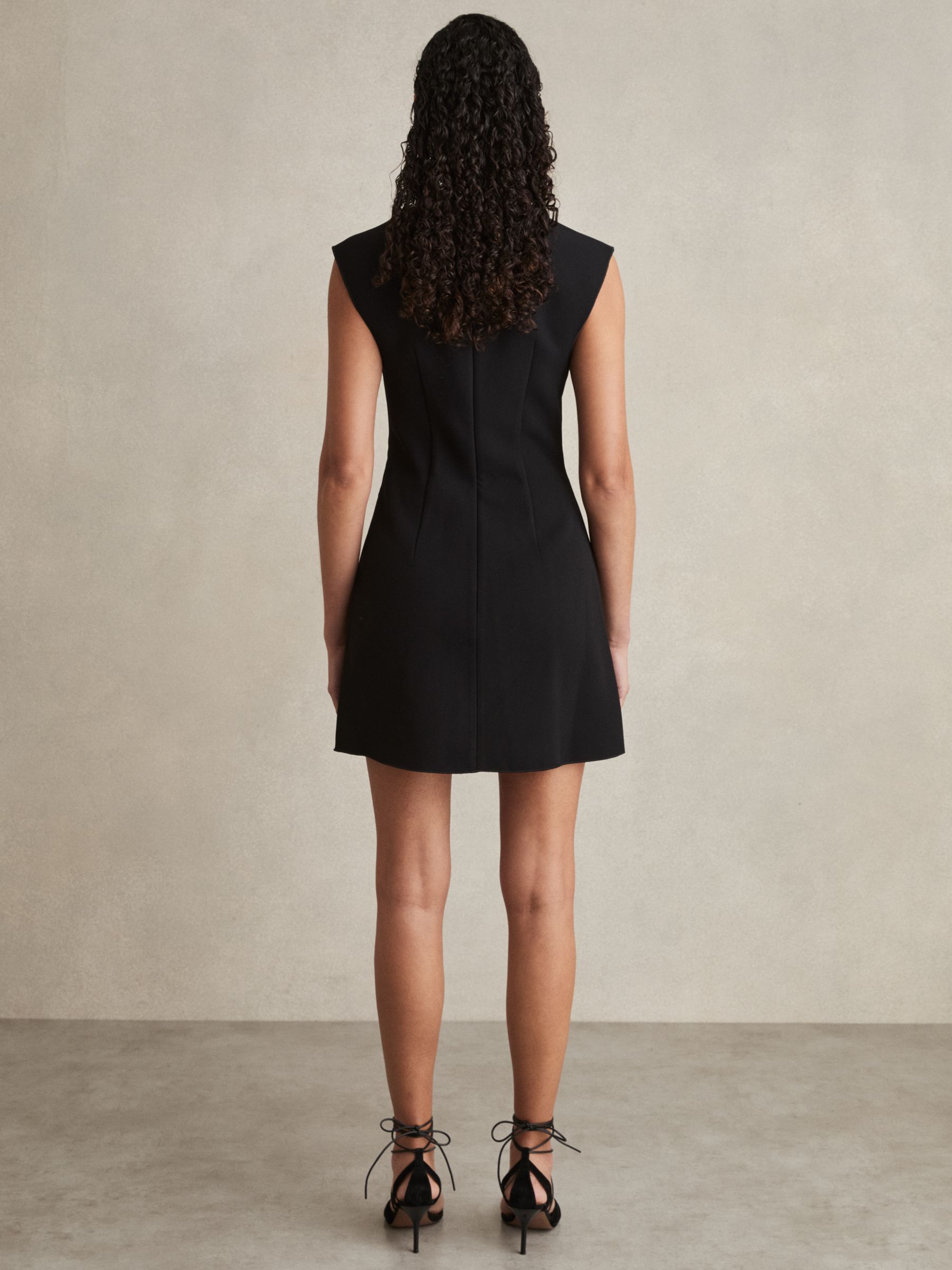 Acler Crepe Draped-Neck Mini Dress in Black