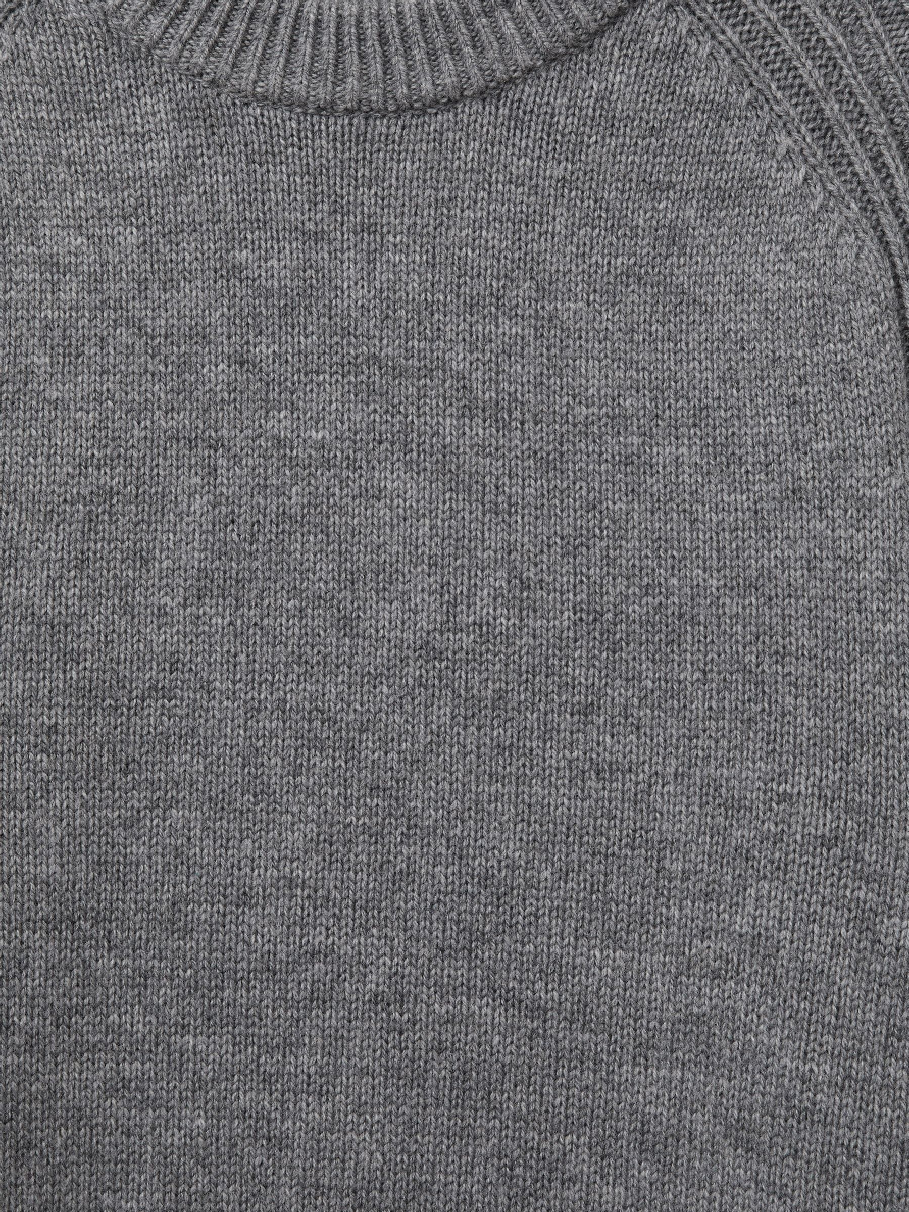 Wool-Blend Raglan-Sleeve Jumper in Mid Grey Melange