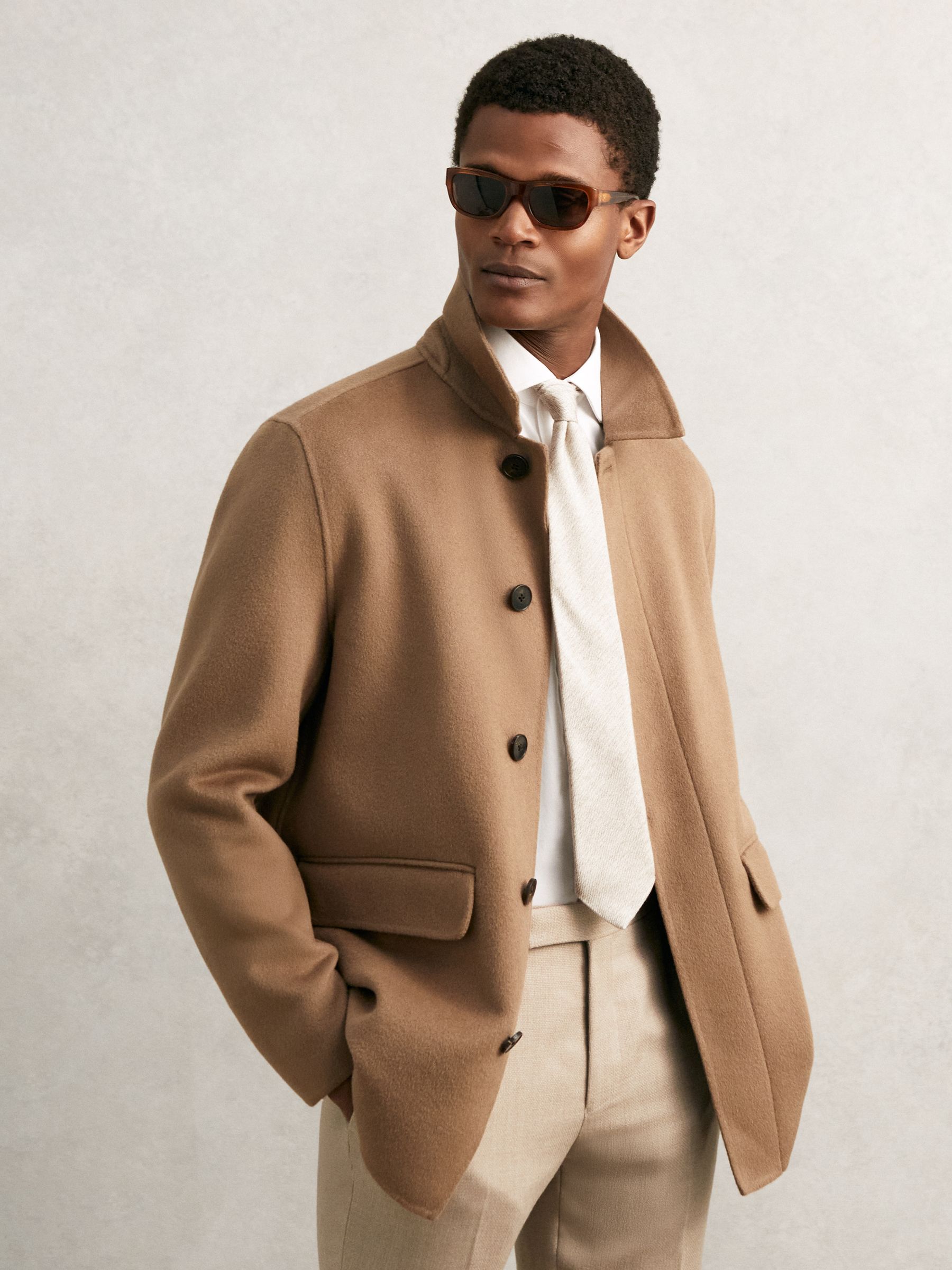 Wool-Silk Textured Tie in Oatmeal