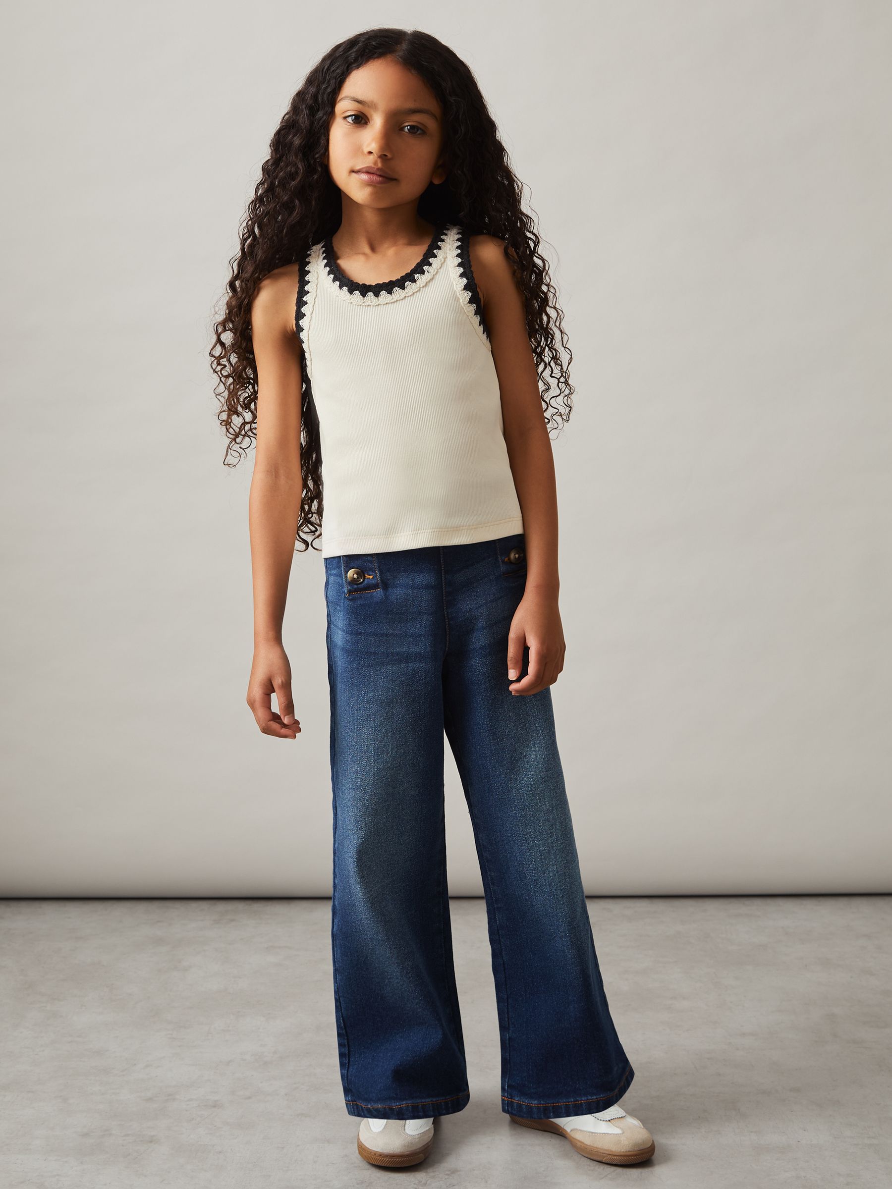 4-9 yrs Cotton Crochet-Trim Vest in Ivory