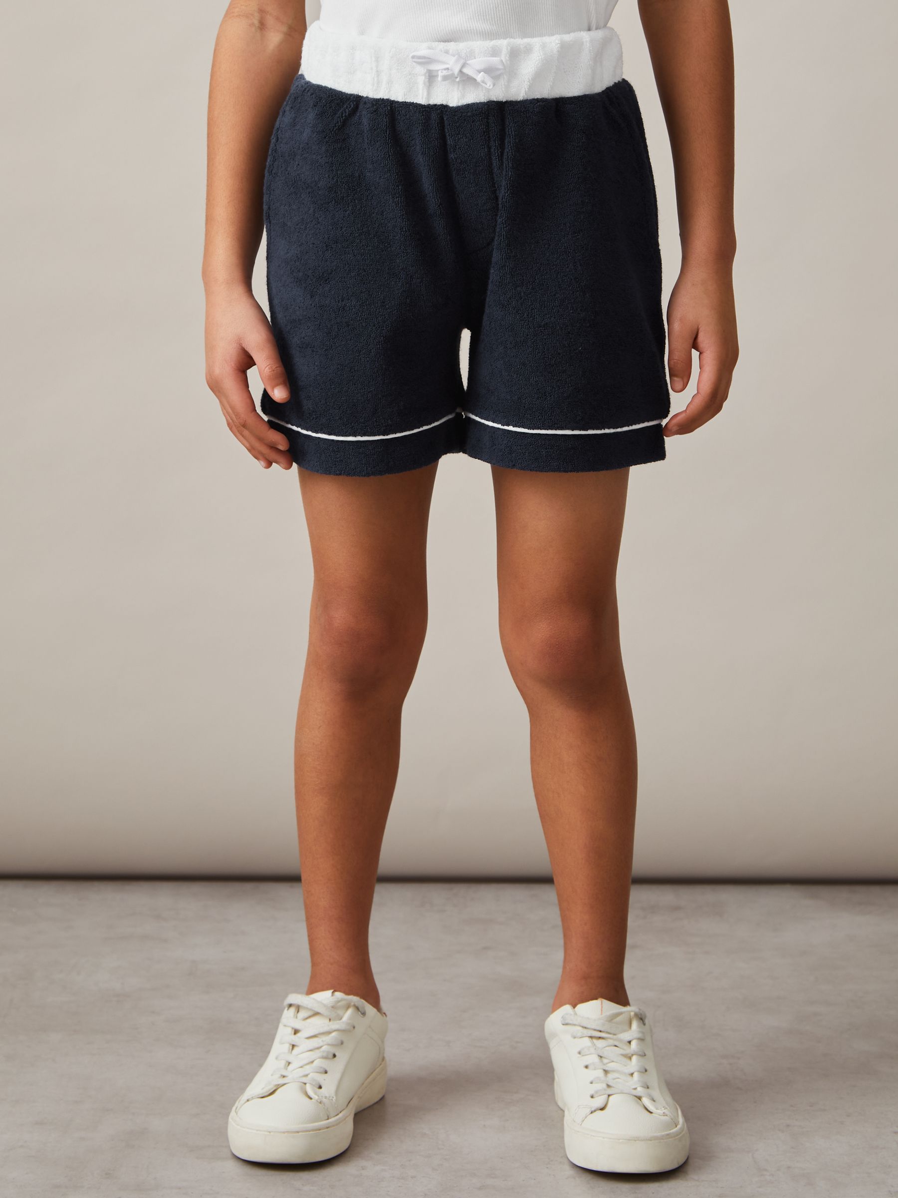 9-13 yrs Velour Colour-Block Shorts in Blue Multi