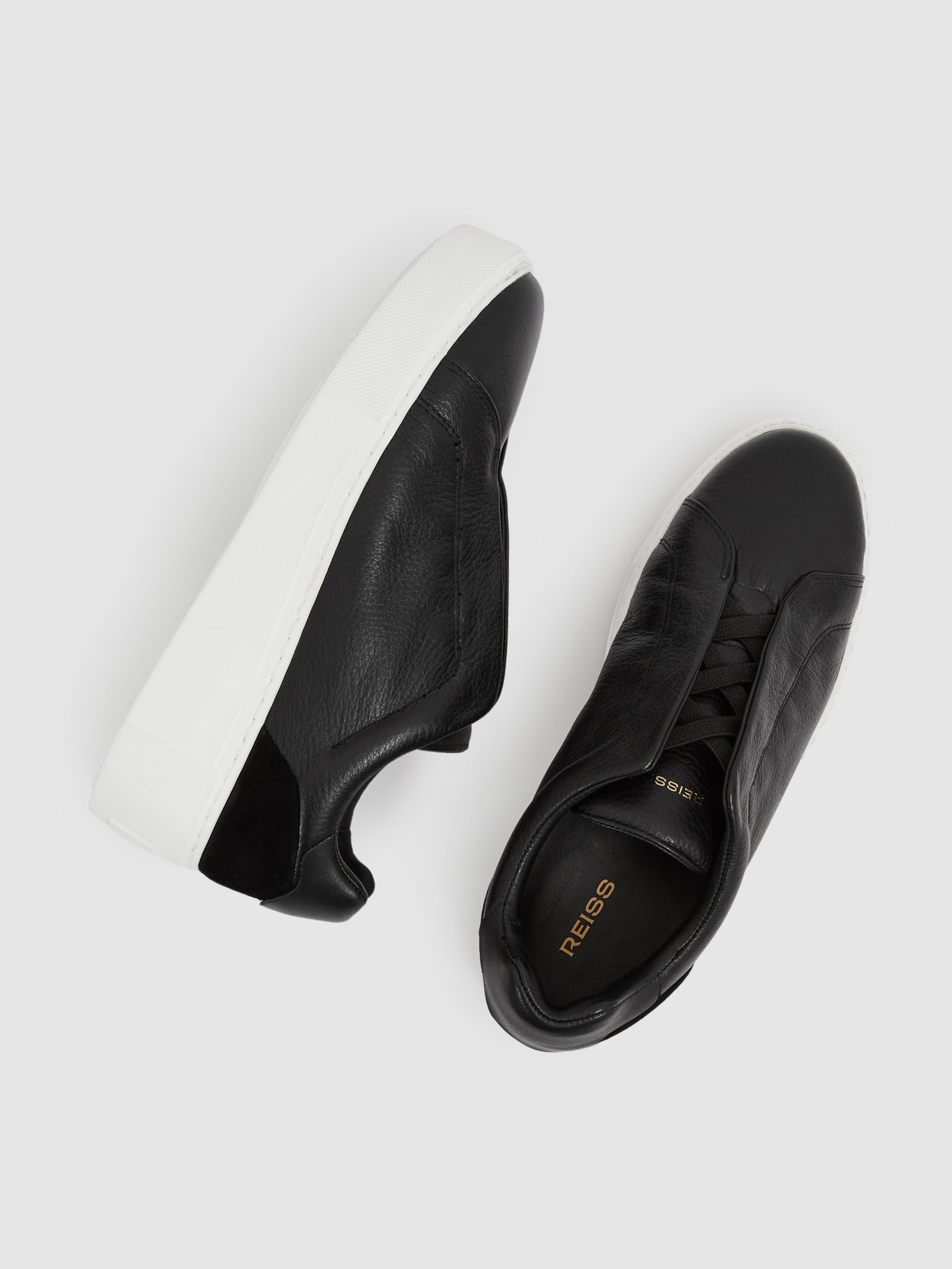 Leather Slip-On Trainers in Black