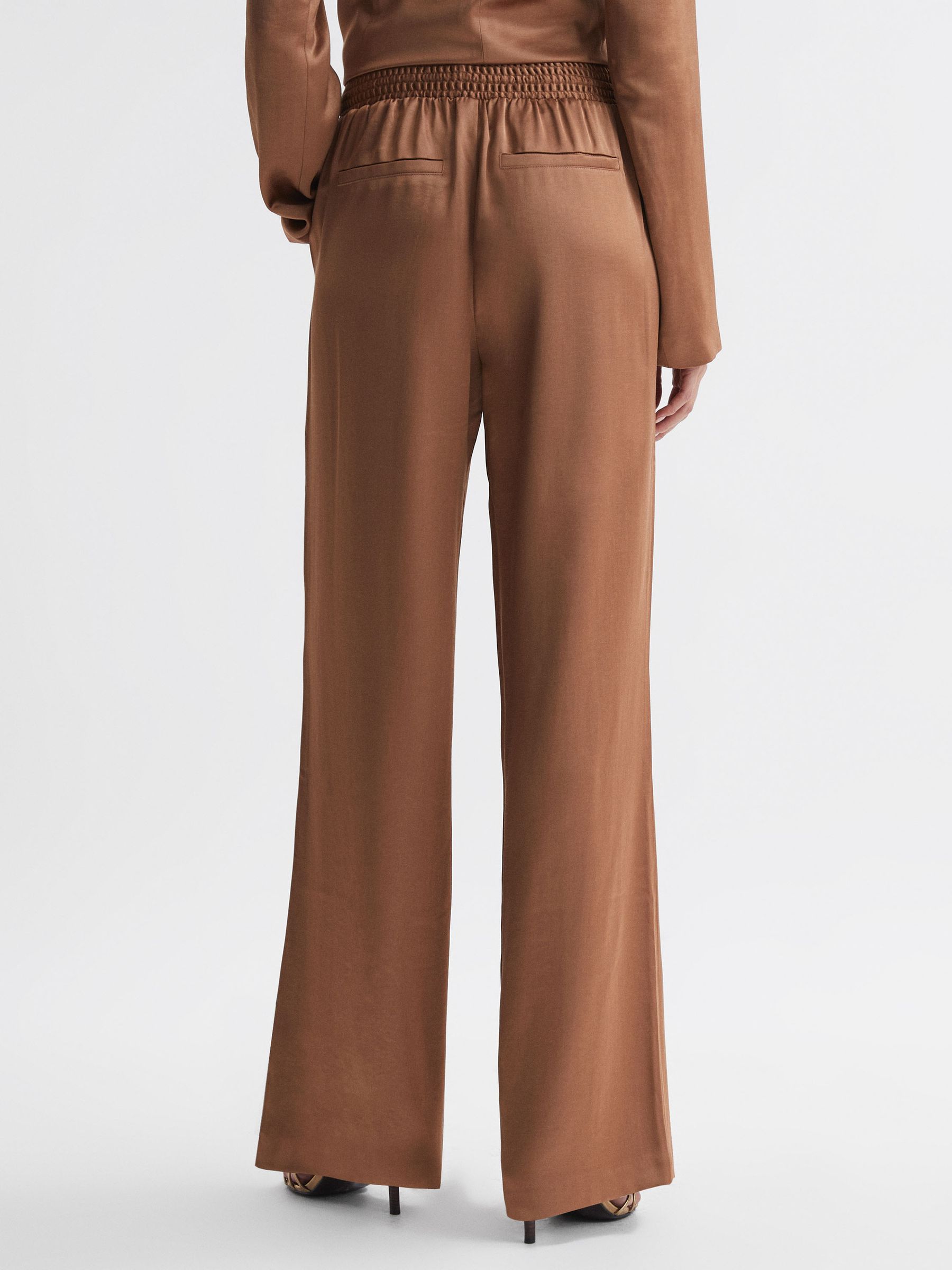 Paige Elasticated Wide Leg Suit Trousers in Camel