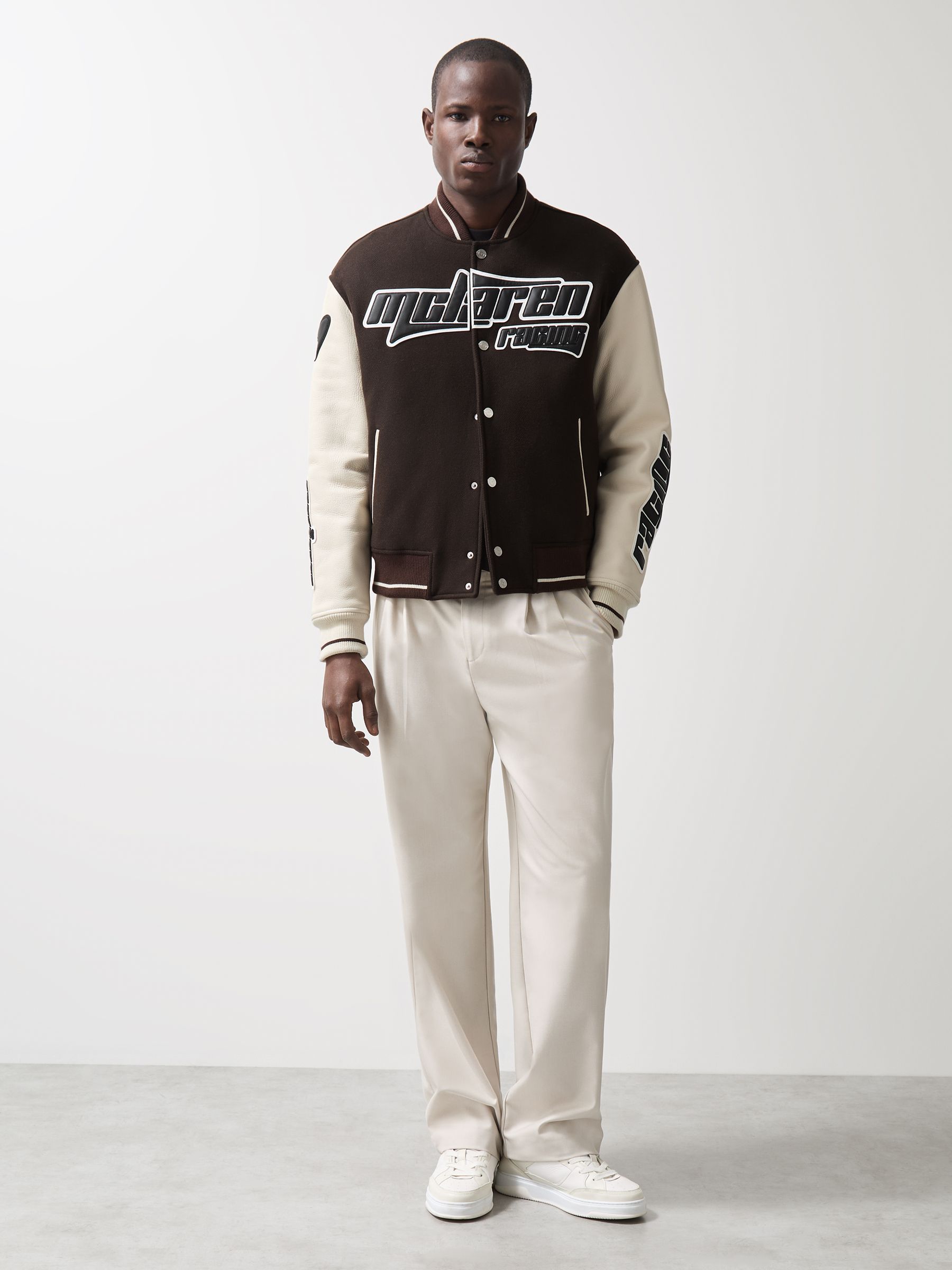 McLaren F1 Team Bomber Jacket in Brown/Ivory/White
