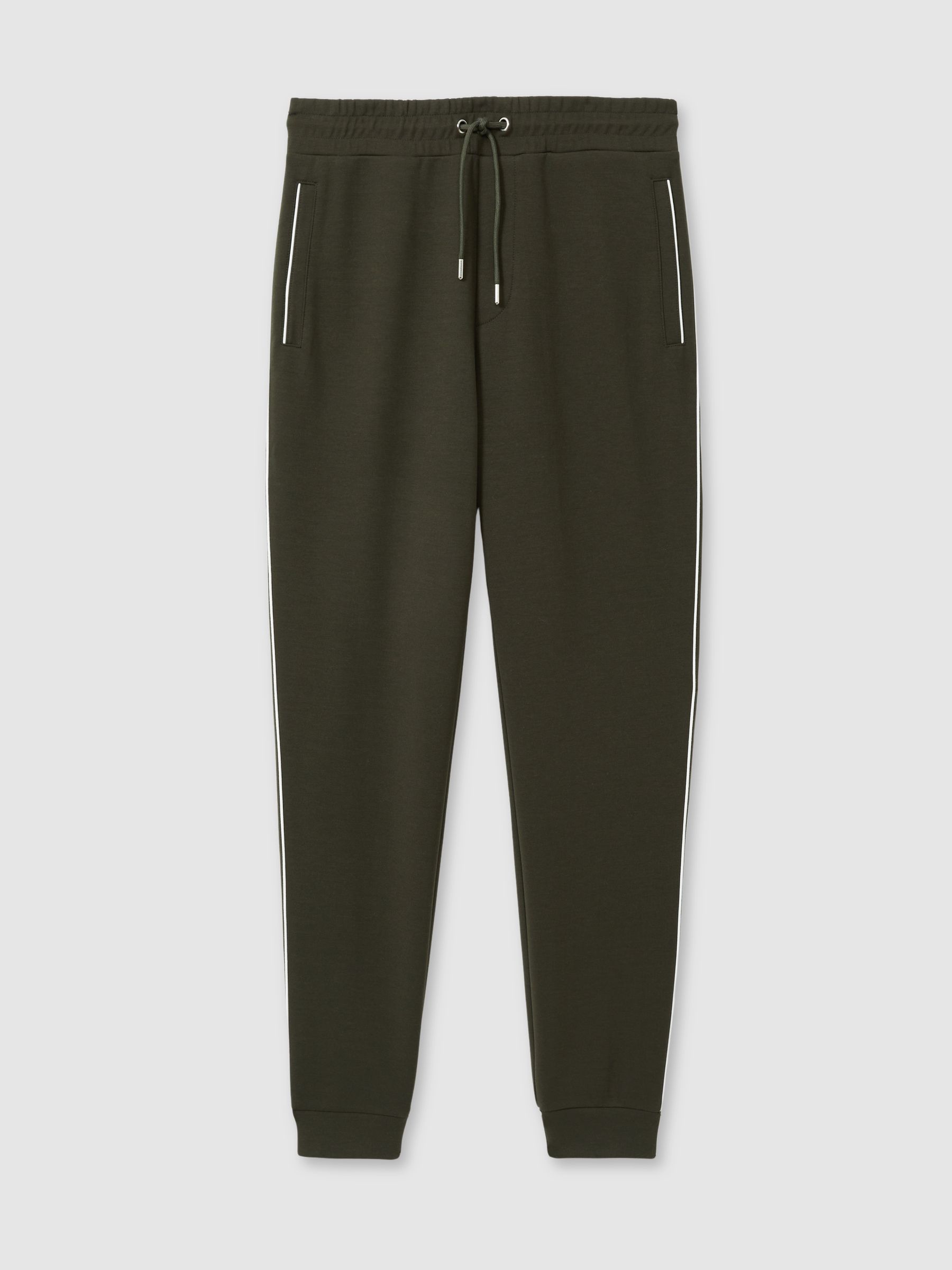 Interlock Piped Drawstring Joggers in Forest Green