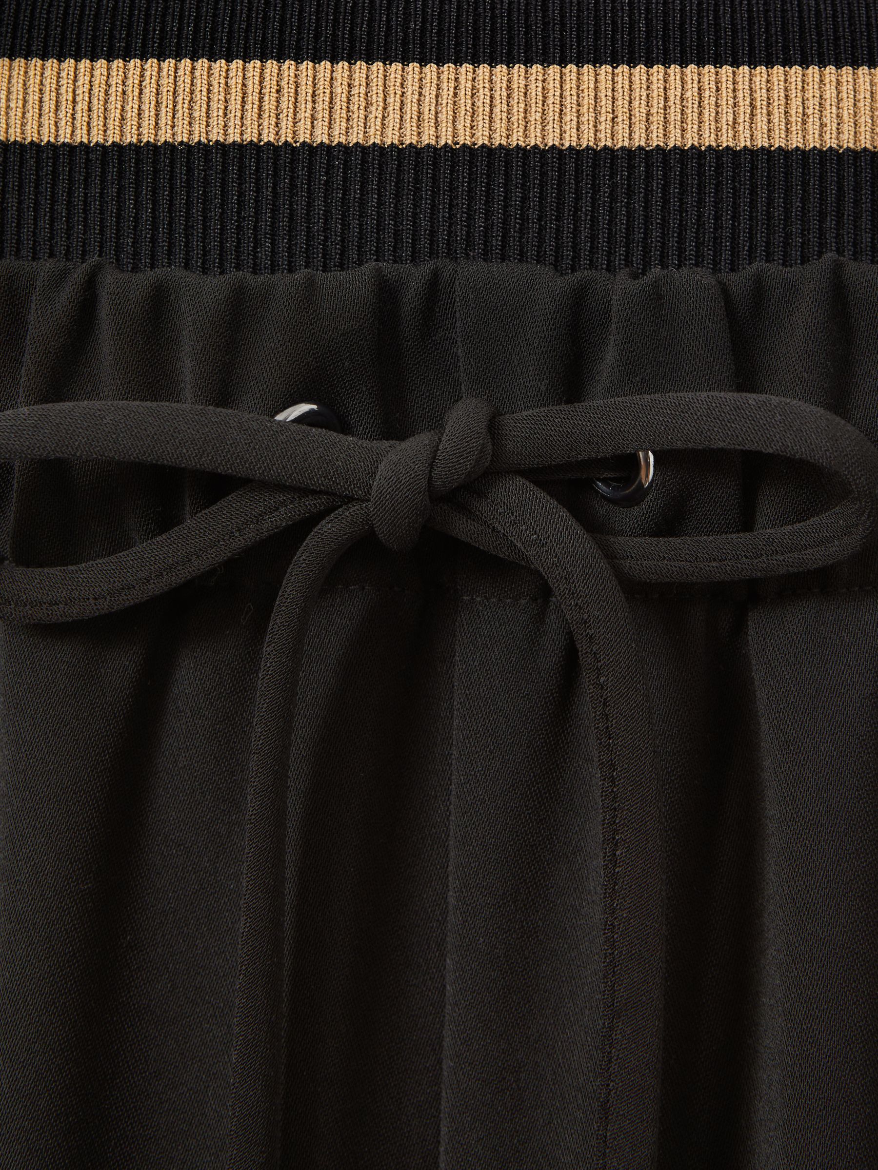 Waistband Detail Wide Leg Trousers in Black