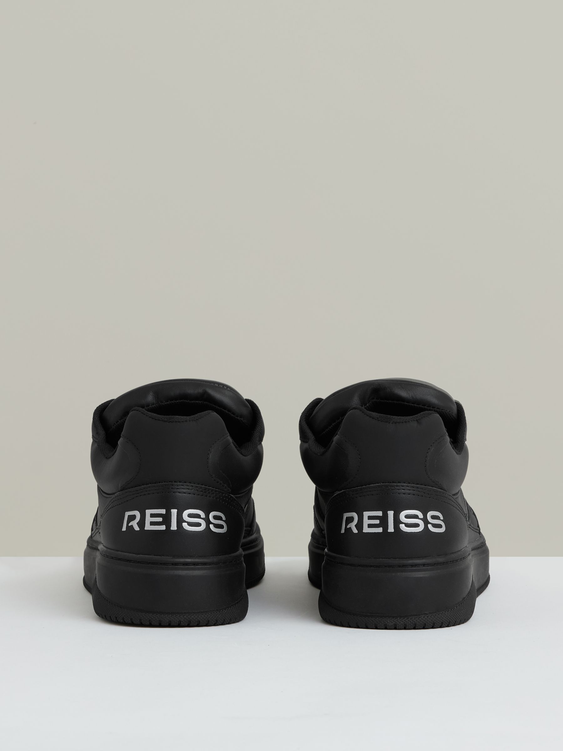 Panelled Leather Trainers in All Black