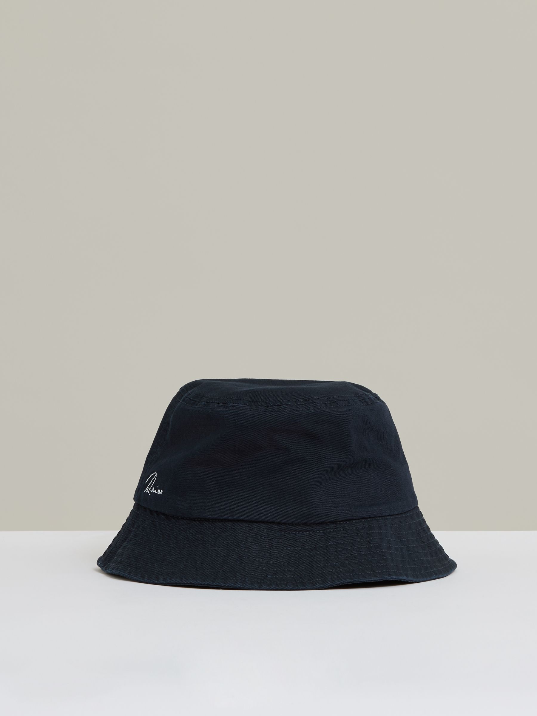 Cotton Logo-Embroidered Bucket Hat in Navy