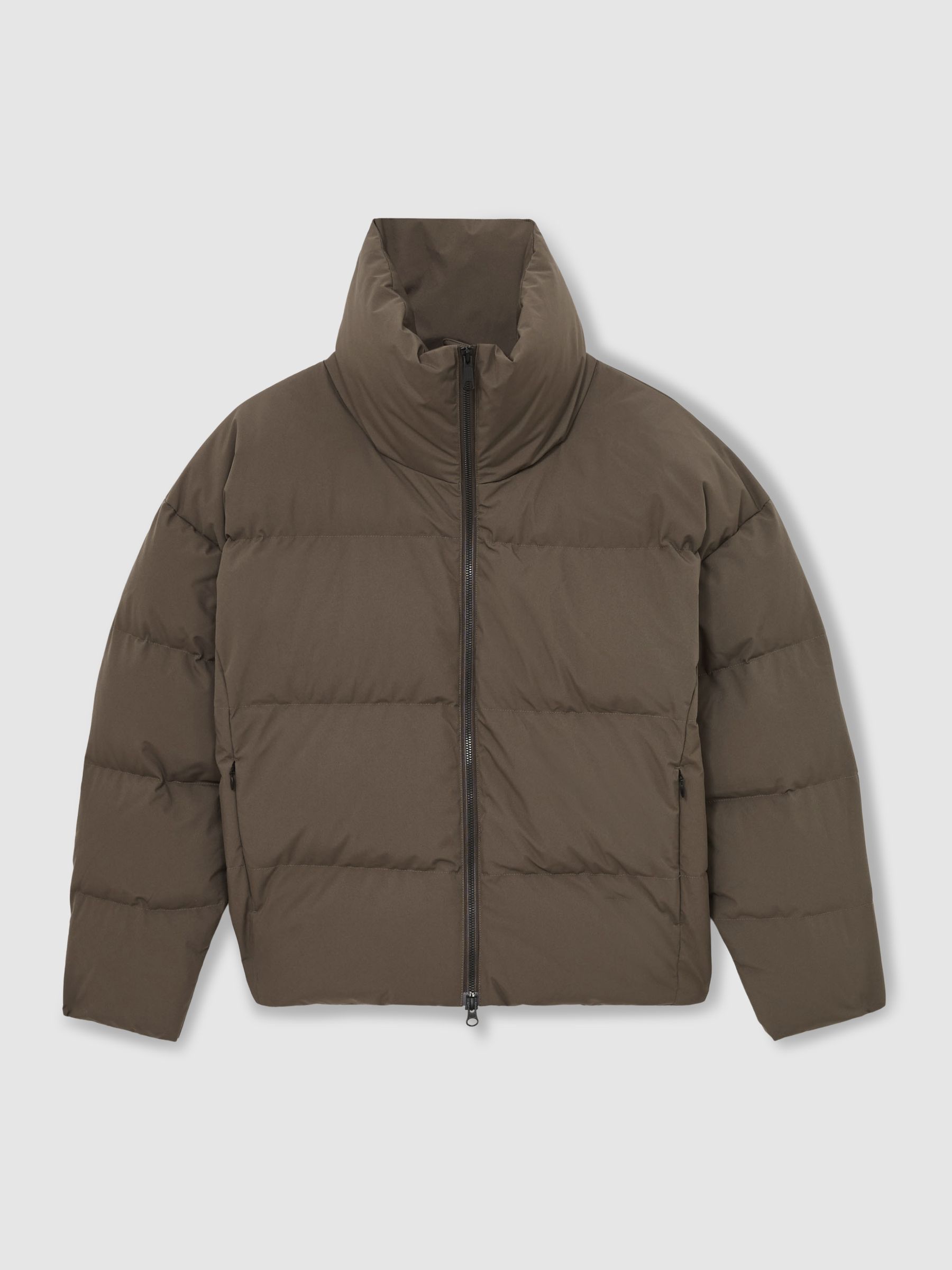 Scandinavian Edition Short Puffer Jacket in Brown