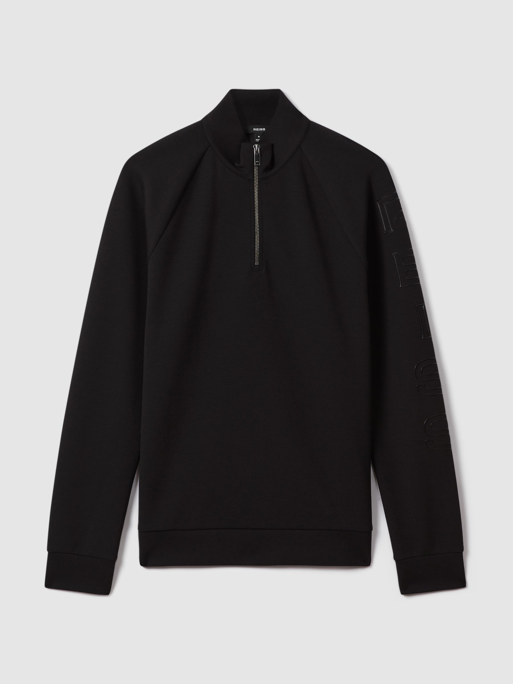 Interlock Jersey Half-Zip Funnel Neck Sweatshirt in Black