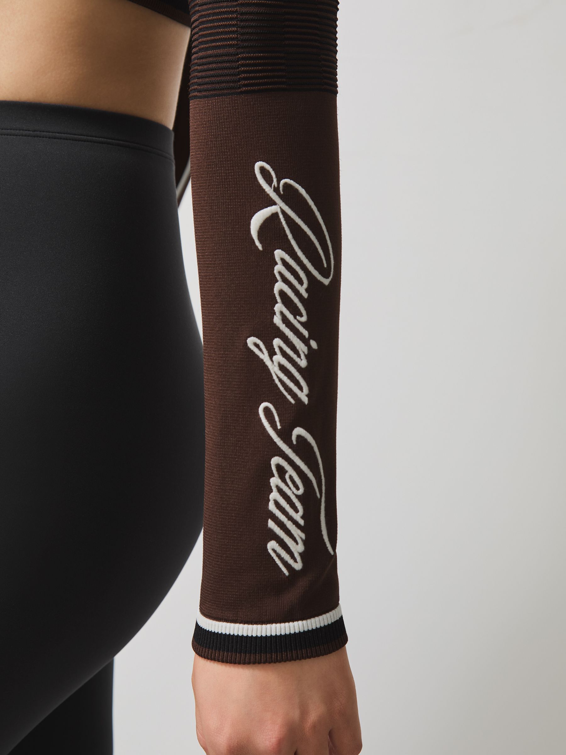McLaren F1 Team Half-Zip Crop Top in Chocolate Brown