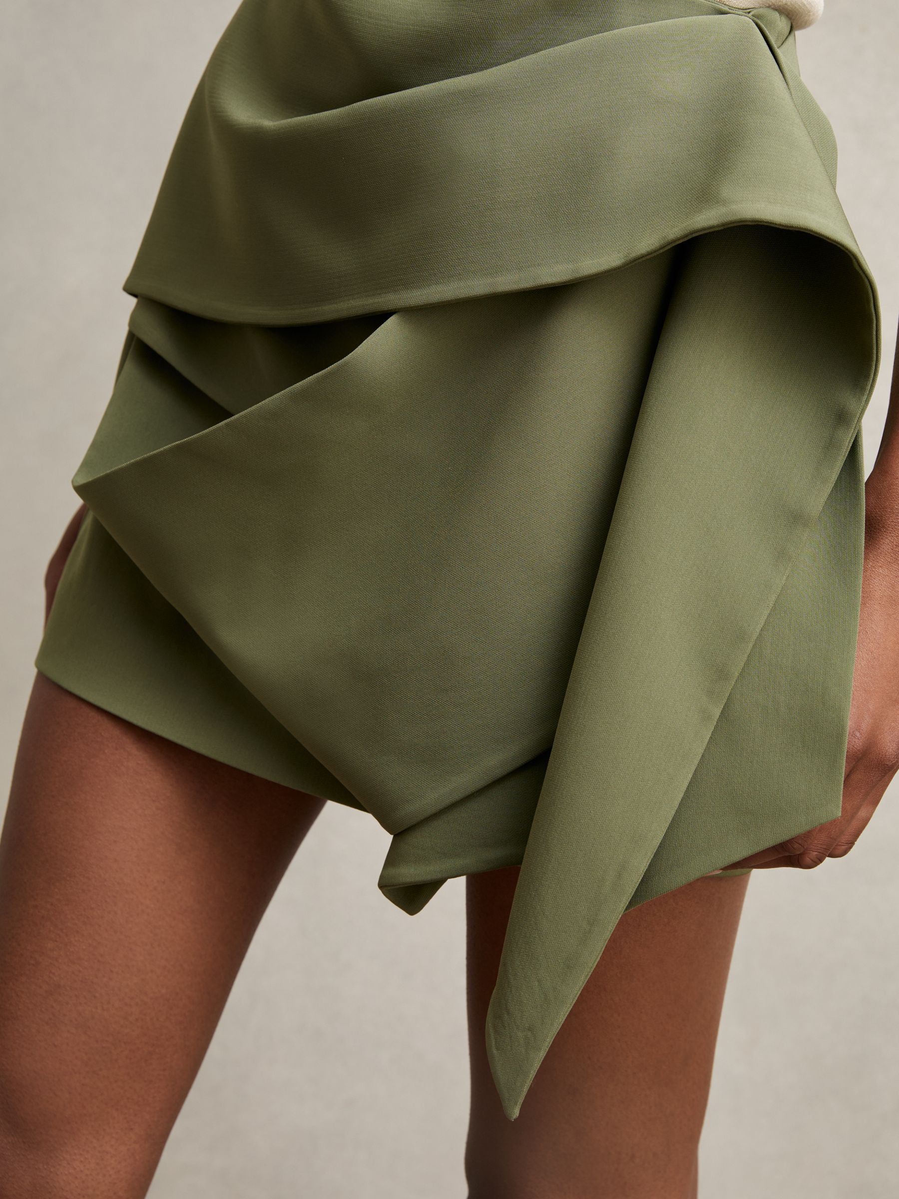 Sculptural Mini Skirt in Green
