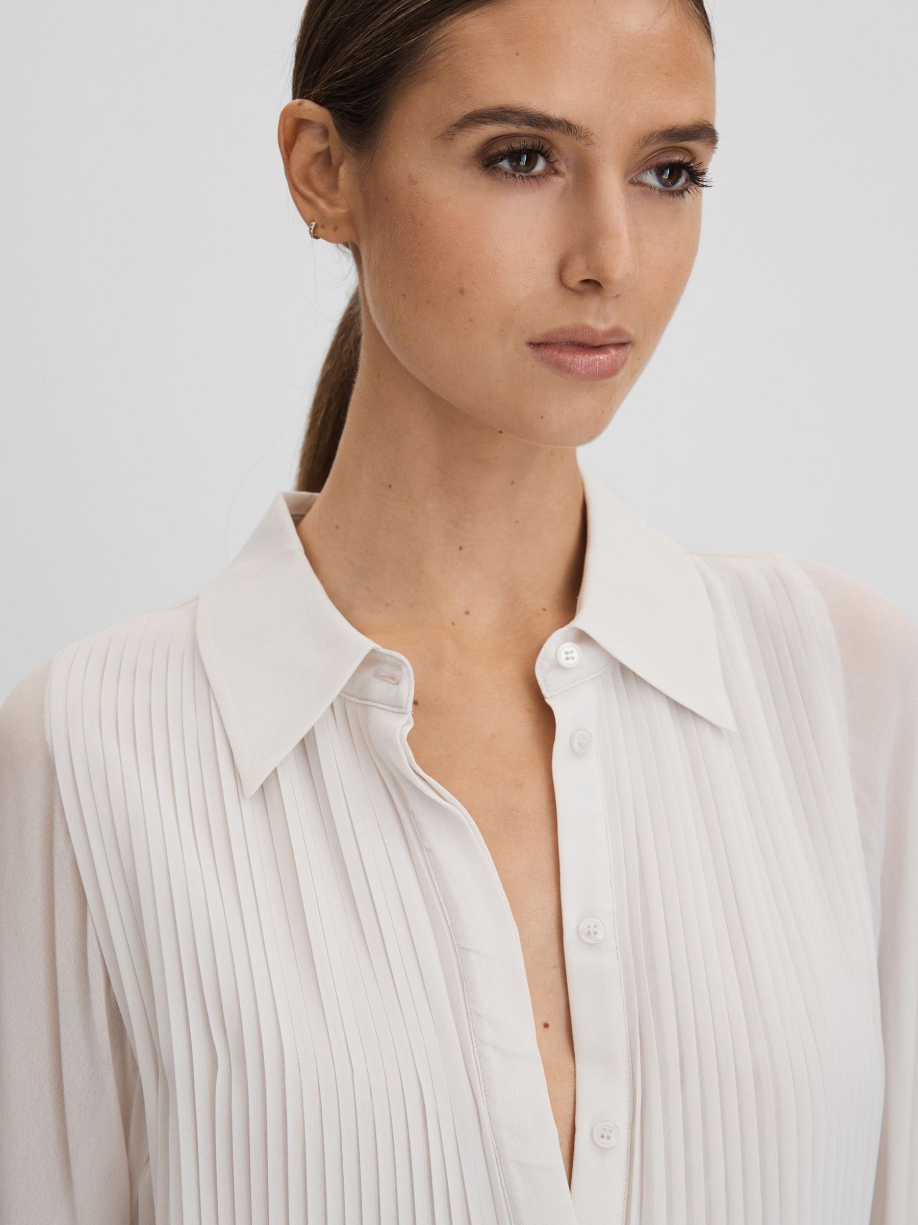 Pleated Flared Sleeve Blouse in Pale Blue