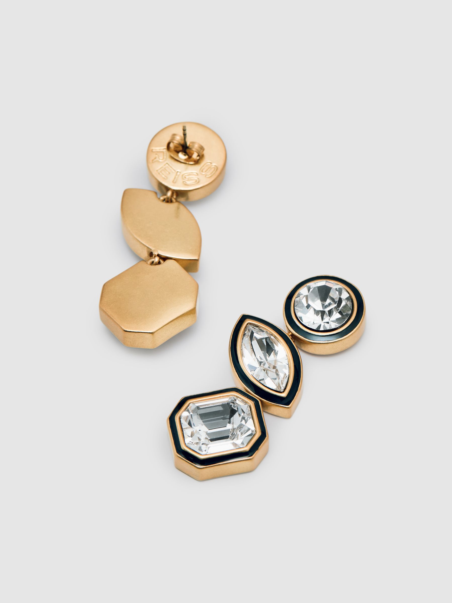 Tone Crystal Drop Earrings in Gold