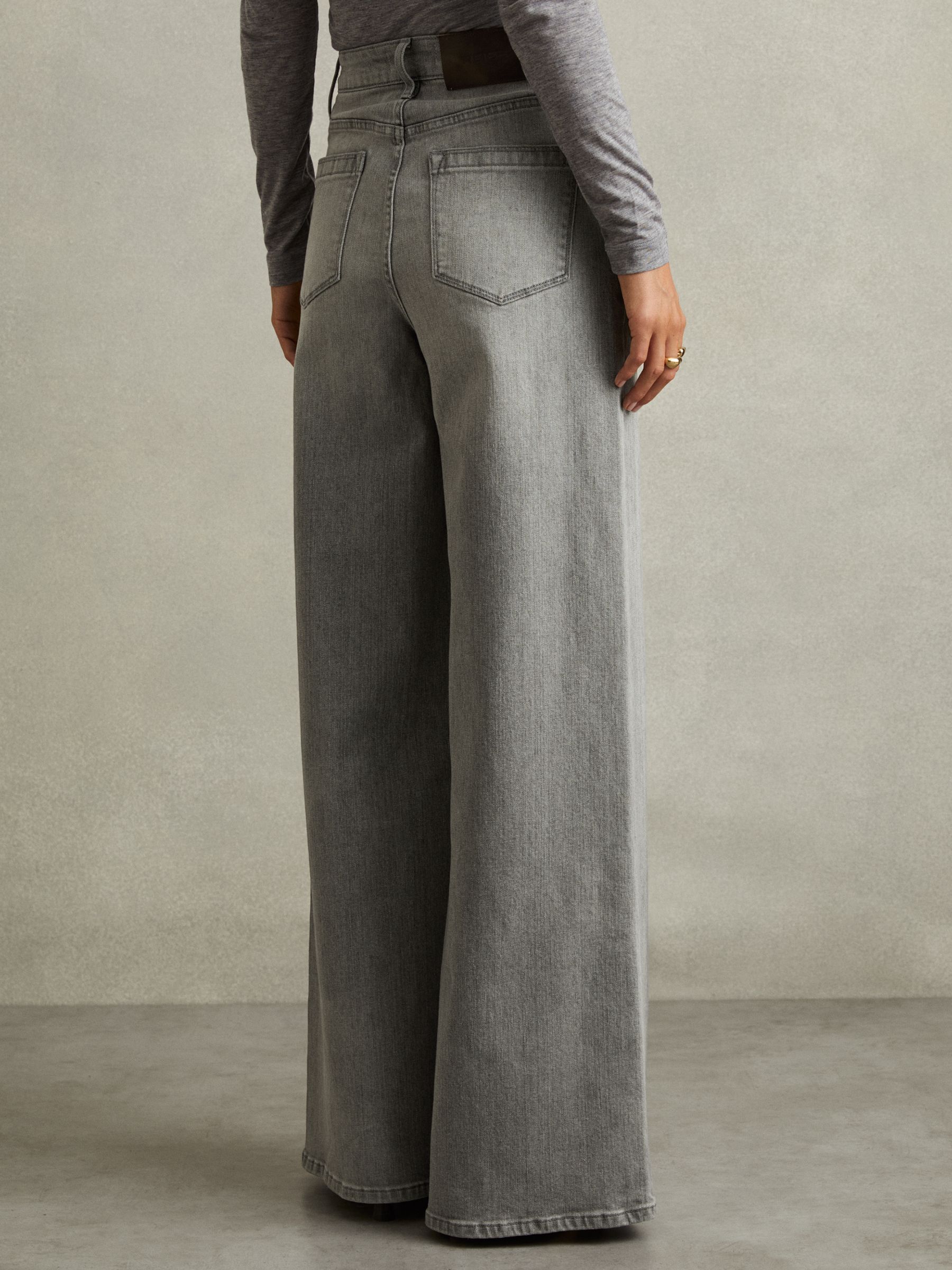 Wide Leg Jeans in Washed Grey