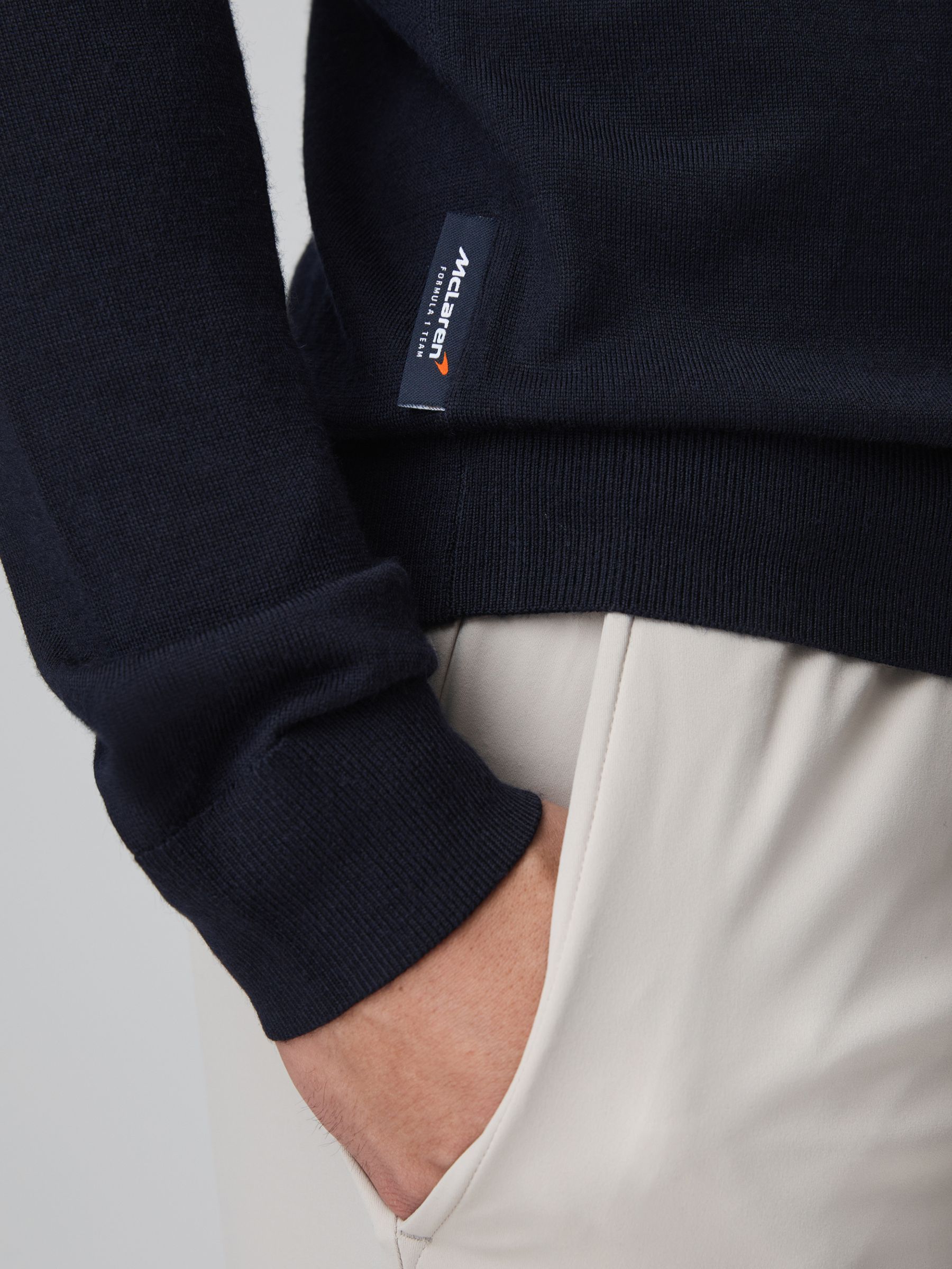 McLaren F1 Merino Half-Zip Funnel Neck Jumper in Navy