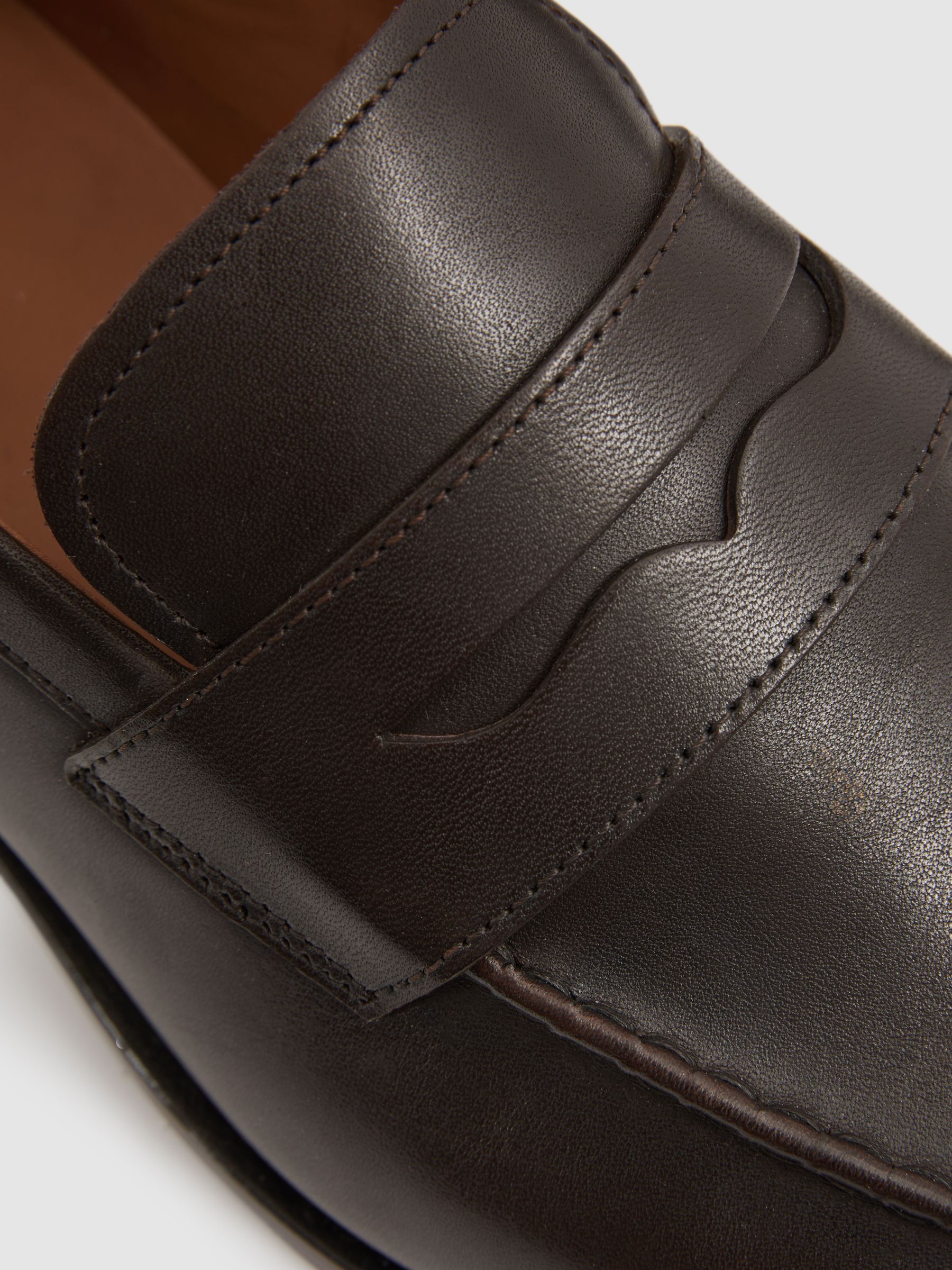 Leather Saddle Loafers in Dark Brown