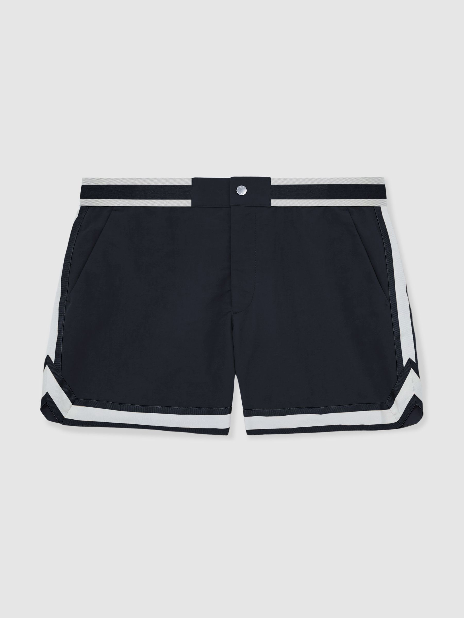 Reiss | Ché Stripe-Trim Swim Shorts in Navy