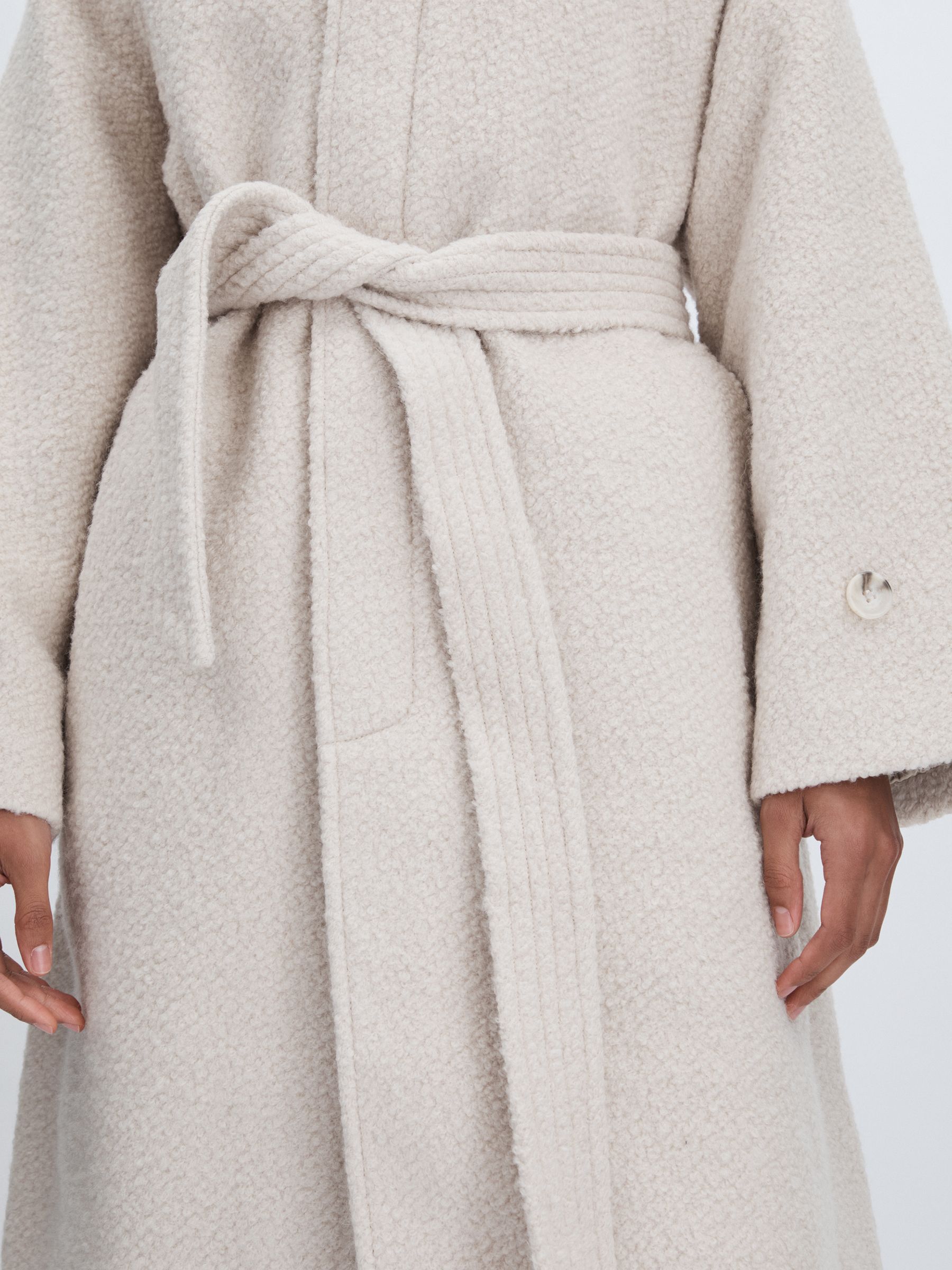 Meotine Wool-Blend Bouclé Coat in Cream