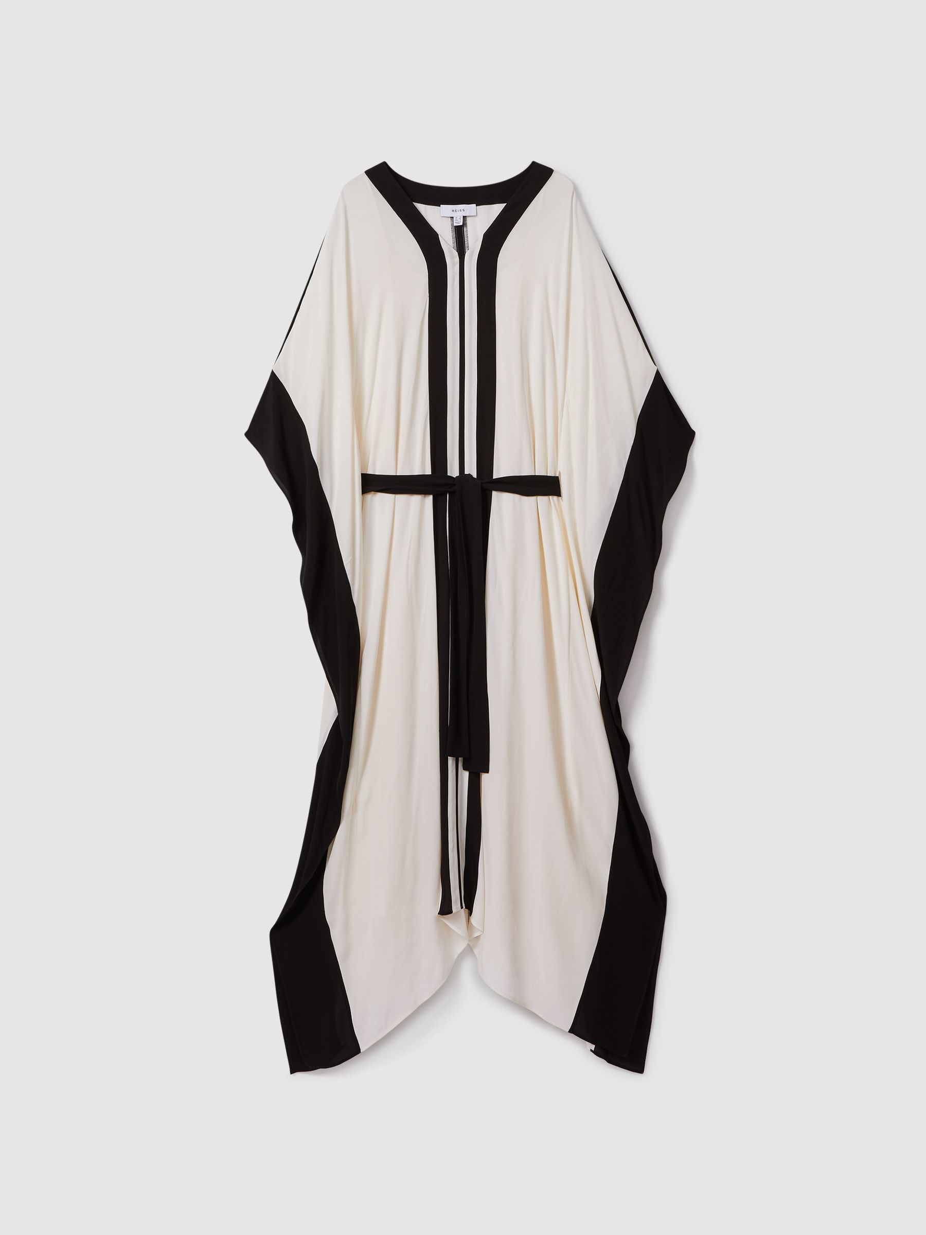 Colourblock Draped Maxi Dress in Cream/Black