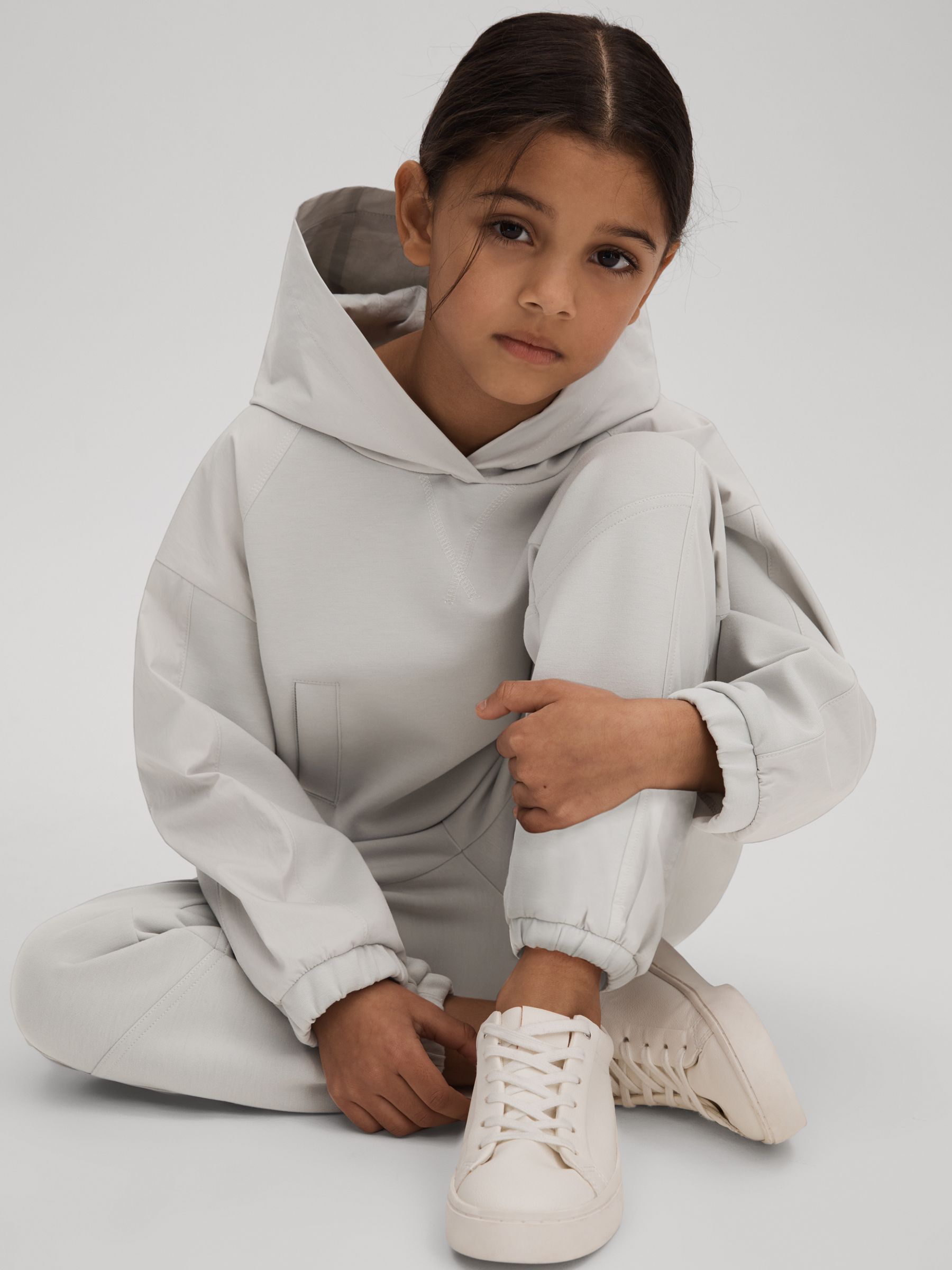 4-9 yrs Hybrid Jersey Elasticated Hoodie in Grey