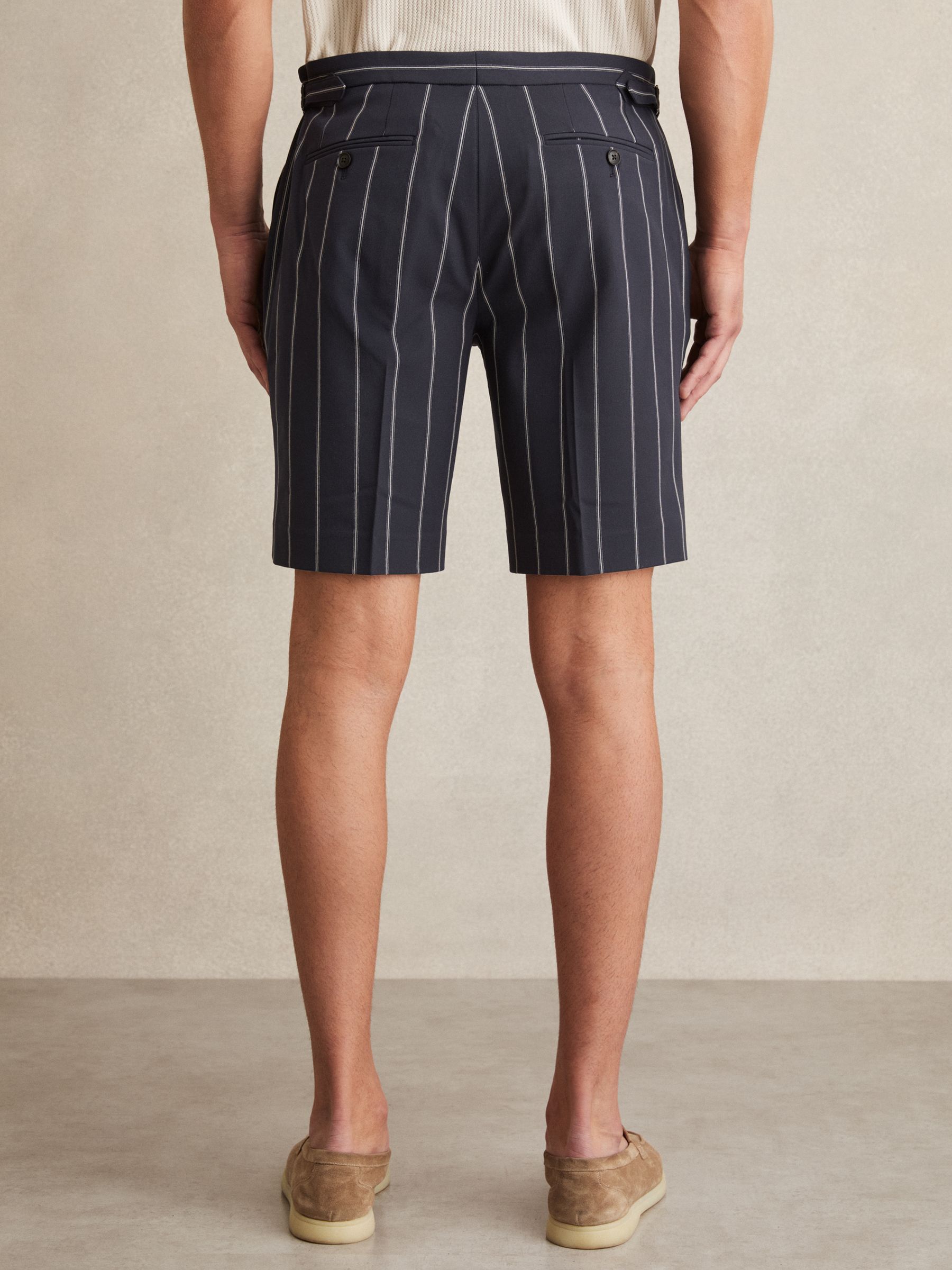 Striped Side-Adjuster Shorts in Navy