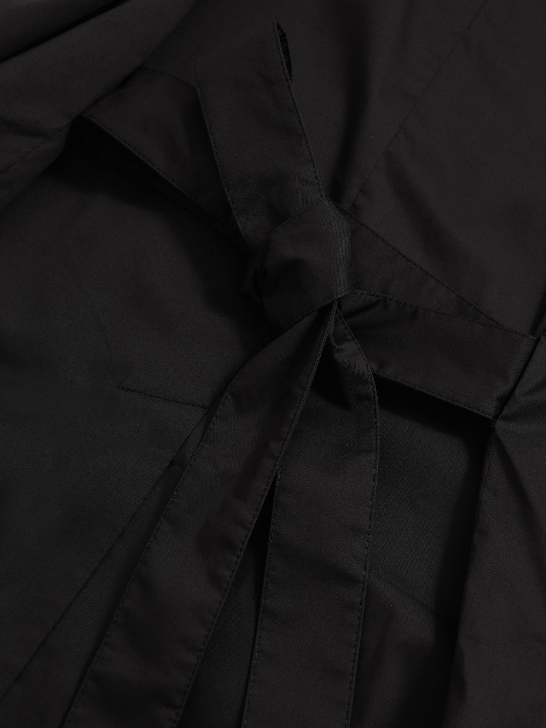 Cotton Blend Double Breasted Belted Jacket in Black