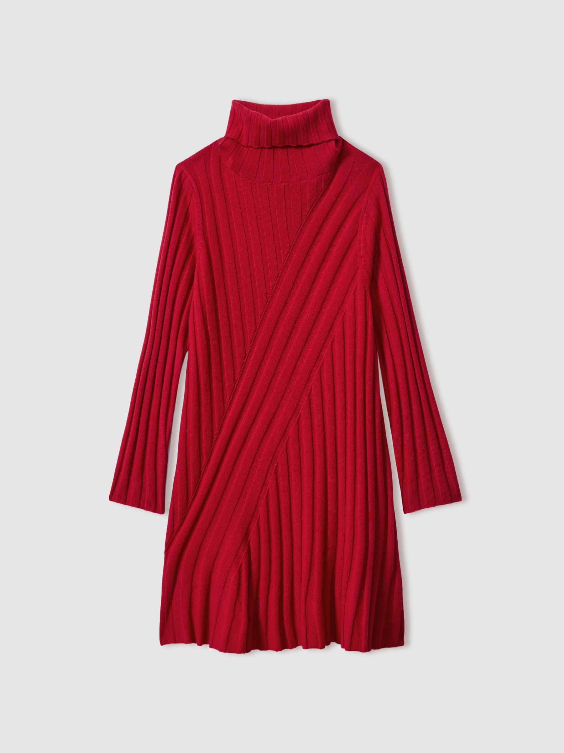 9-13 yrs Knitted Roll Neck Dress in Red