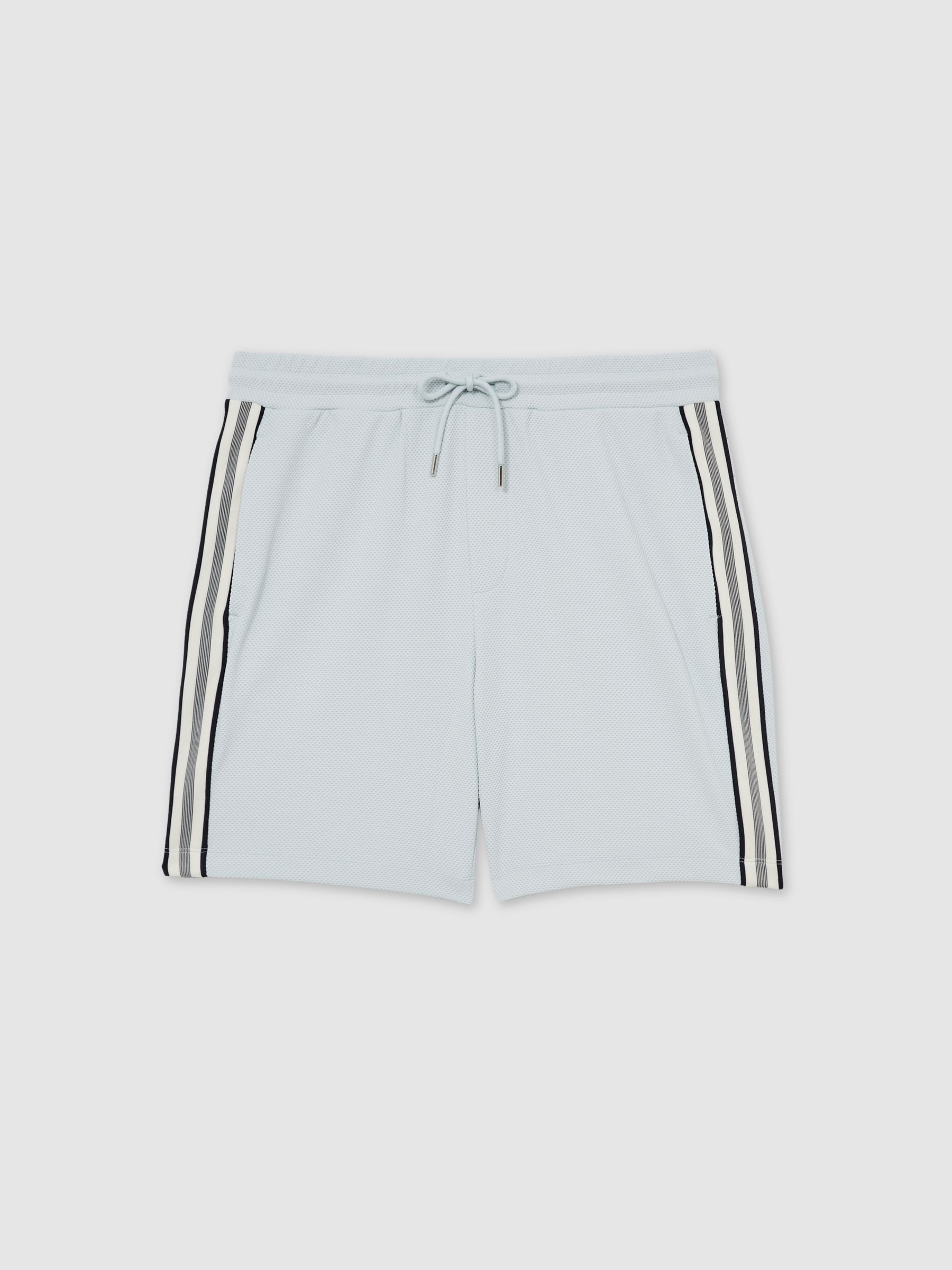 Textured Tape Drawstring Shorts in Ice Blue