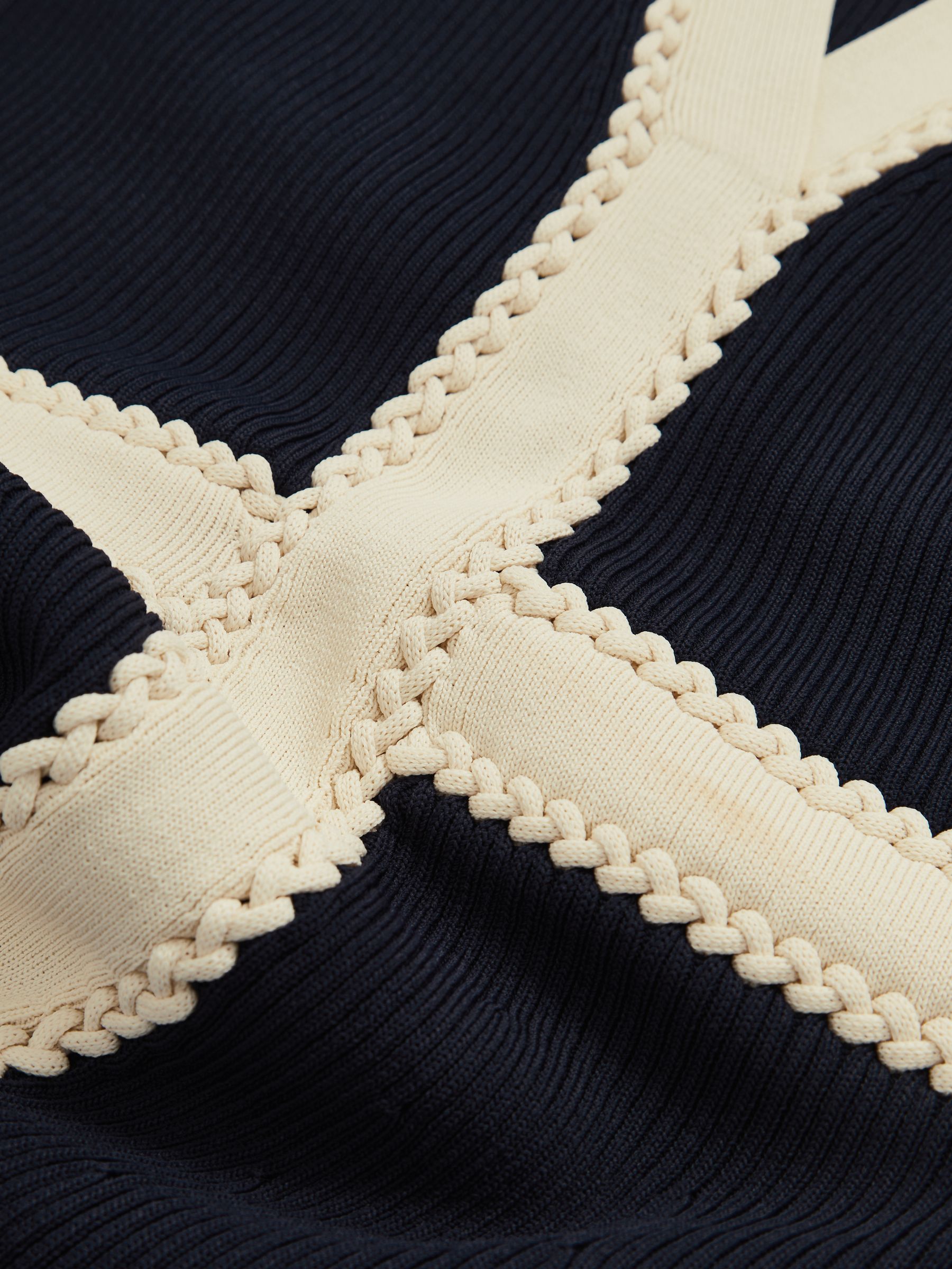 Craft-Stitch Knitted Midi Dress in Navy