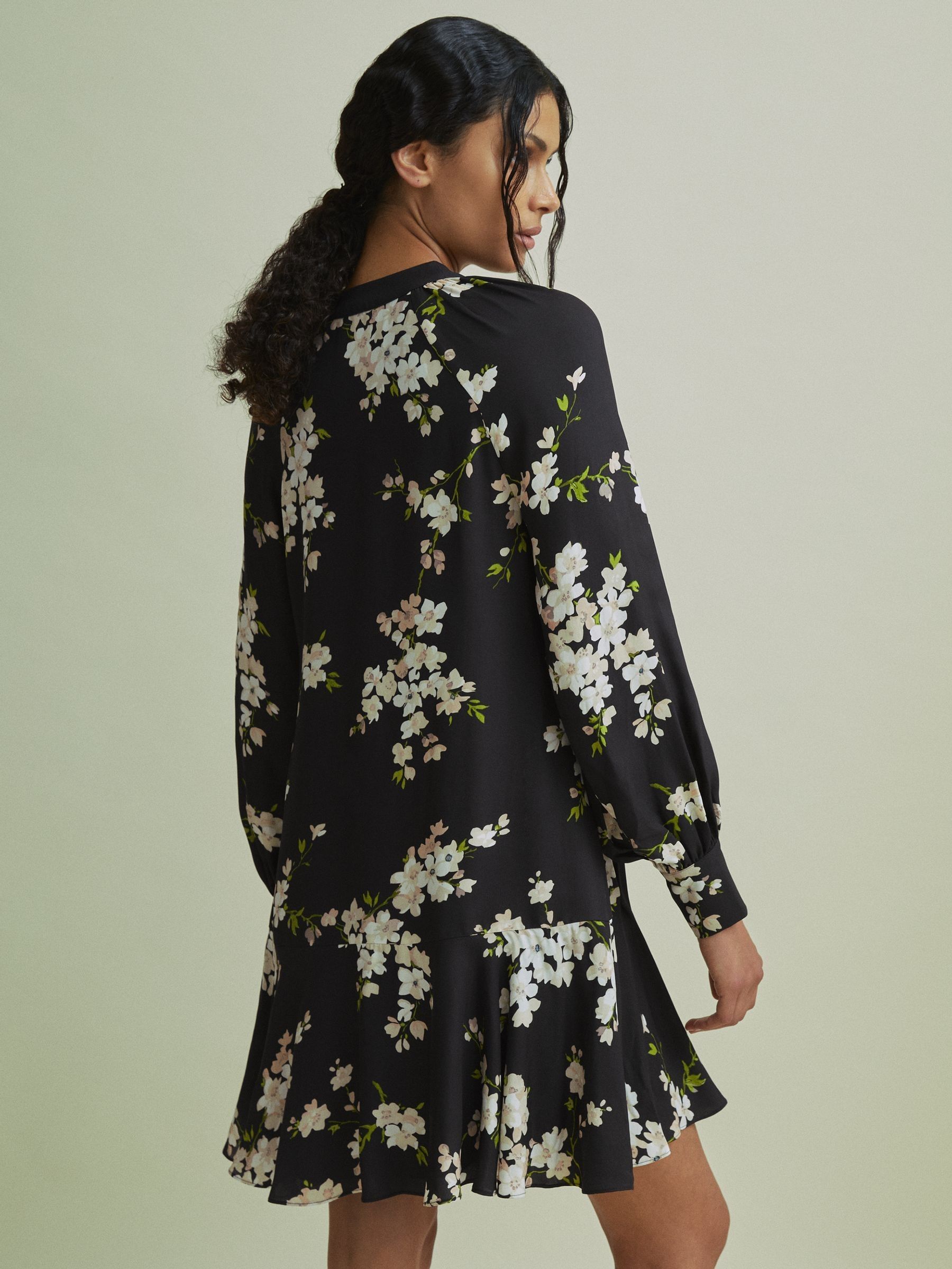 Florere Dropped Waist Mini Dress in Black