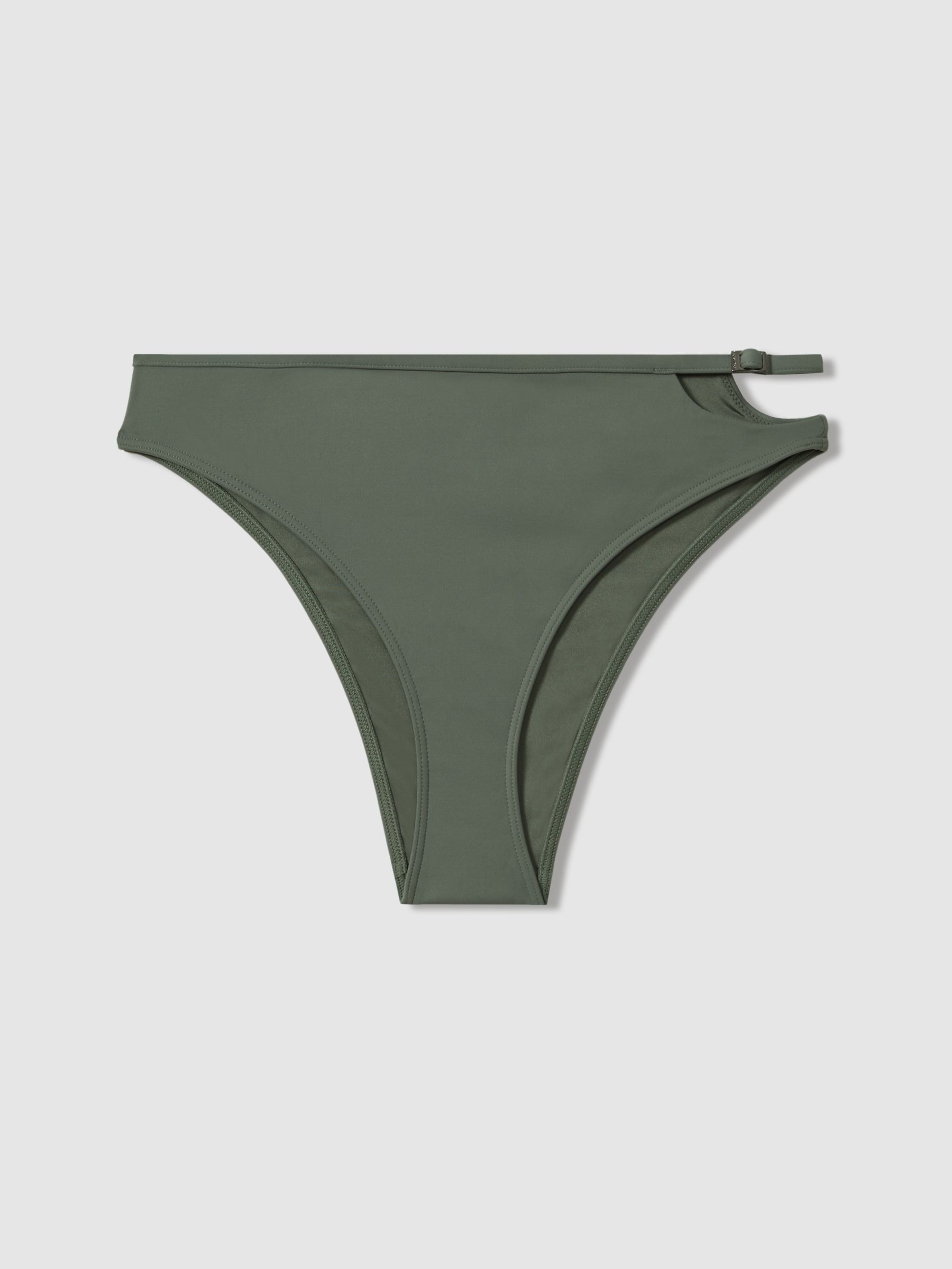 Calvin Klein Underwear Asymmetric Cut-Out Bikini Bottoms in Wetlands Green