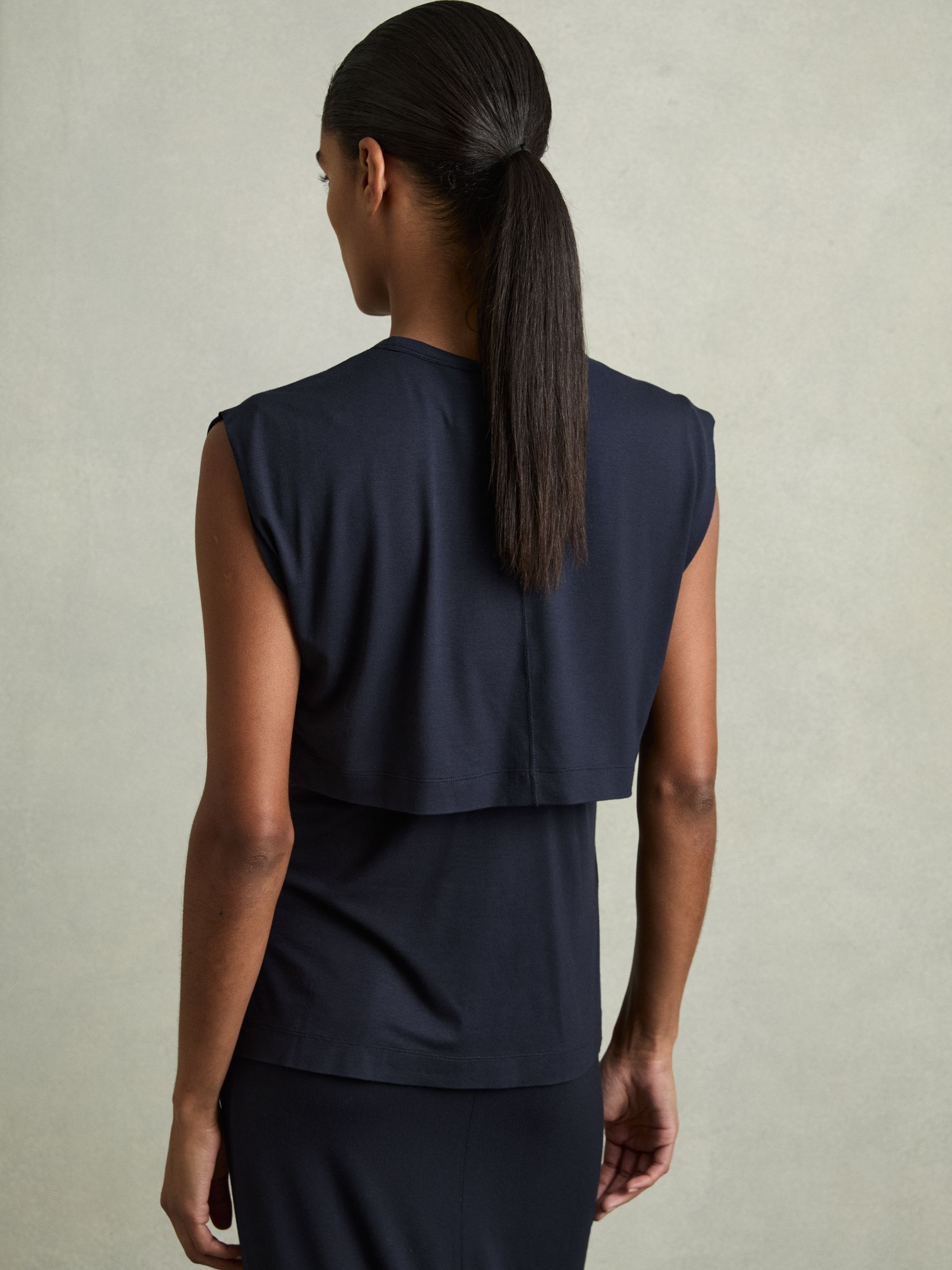 Double-Layer Sleeveless Top in Navy