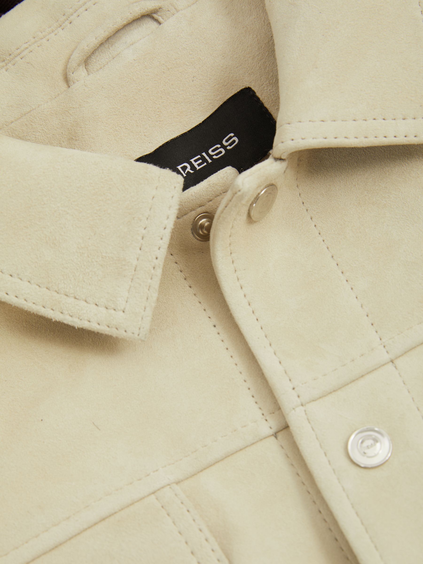 Suede Trucker Jacket in Off White