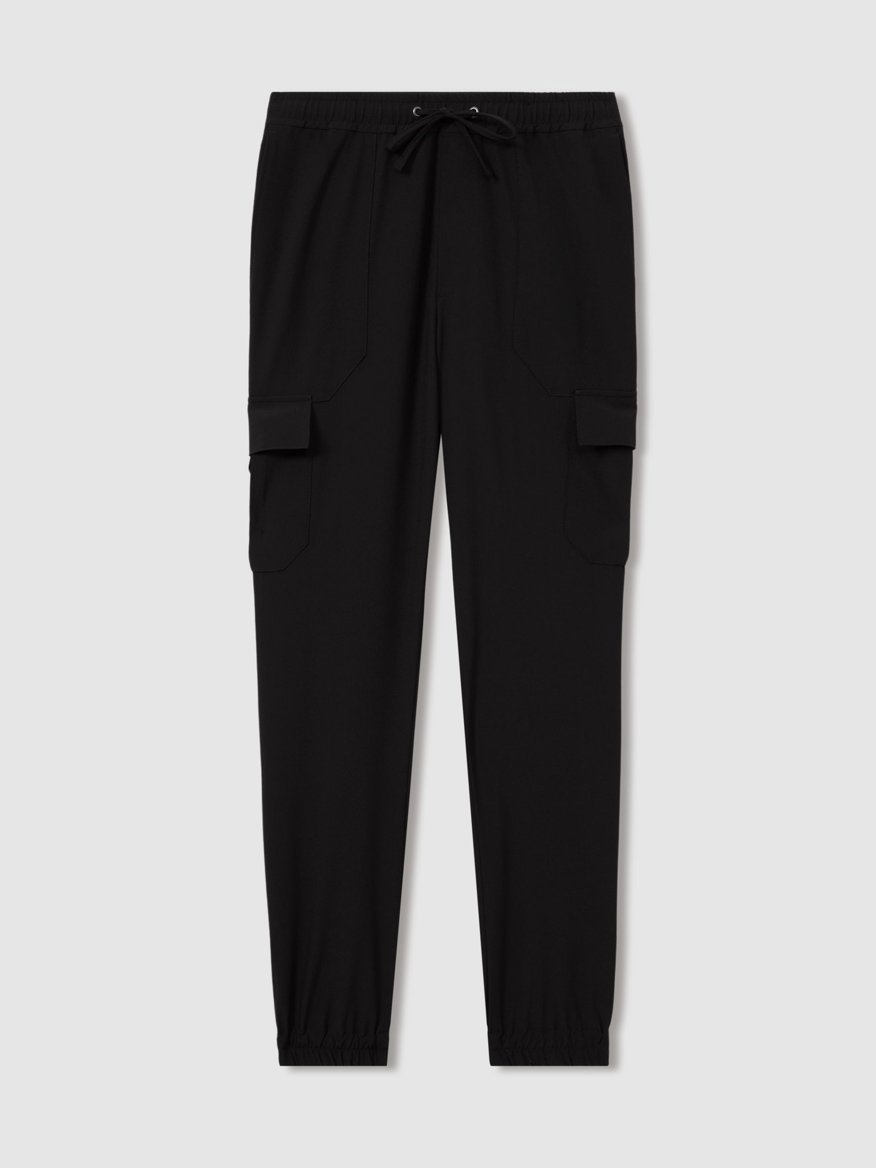 Elasticated Cargo Trousers in Black